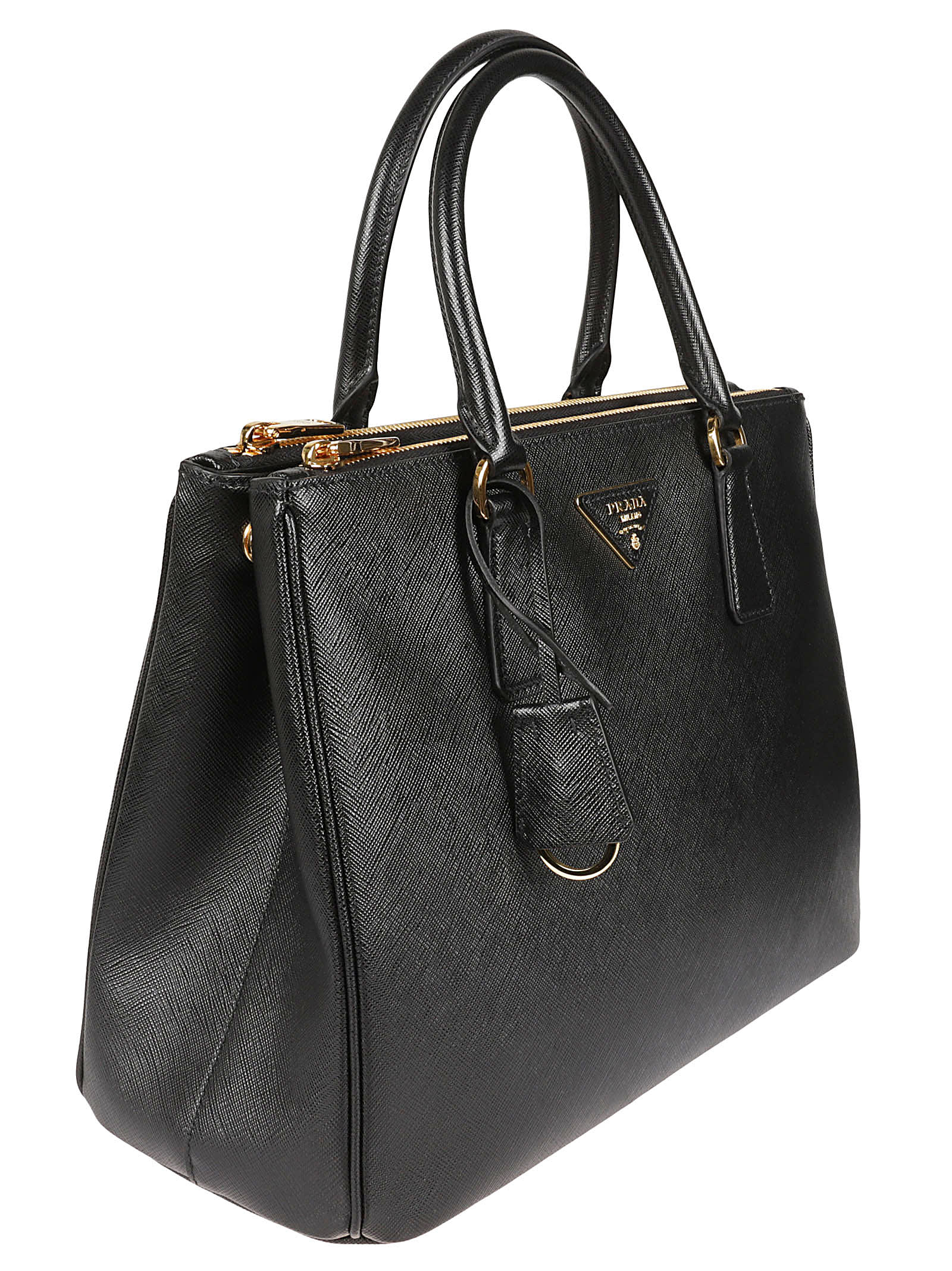 Shop Prada Logo Tag Top Zip Tote In Nero