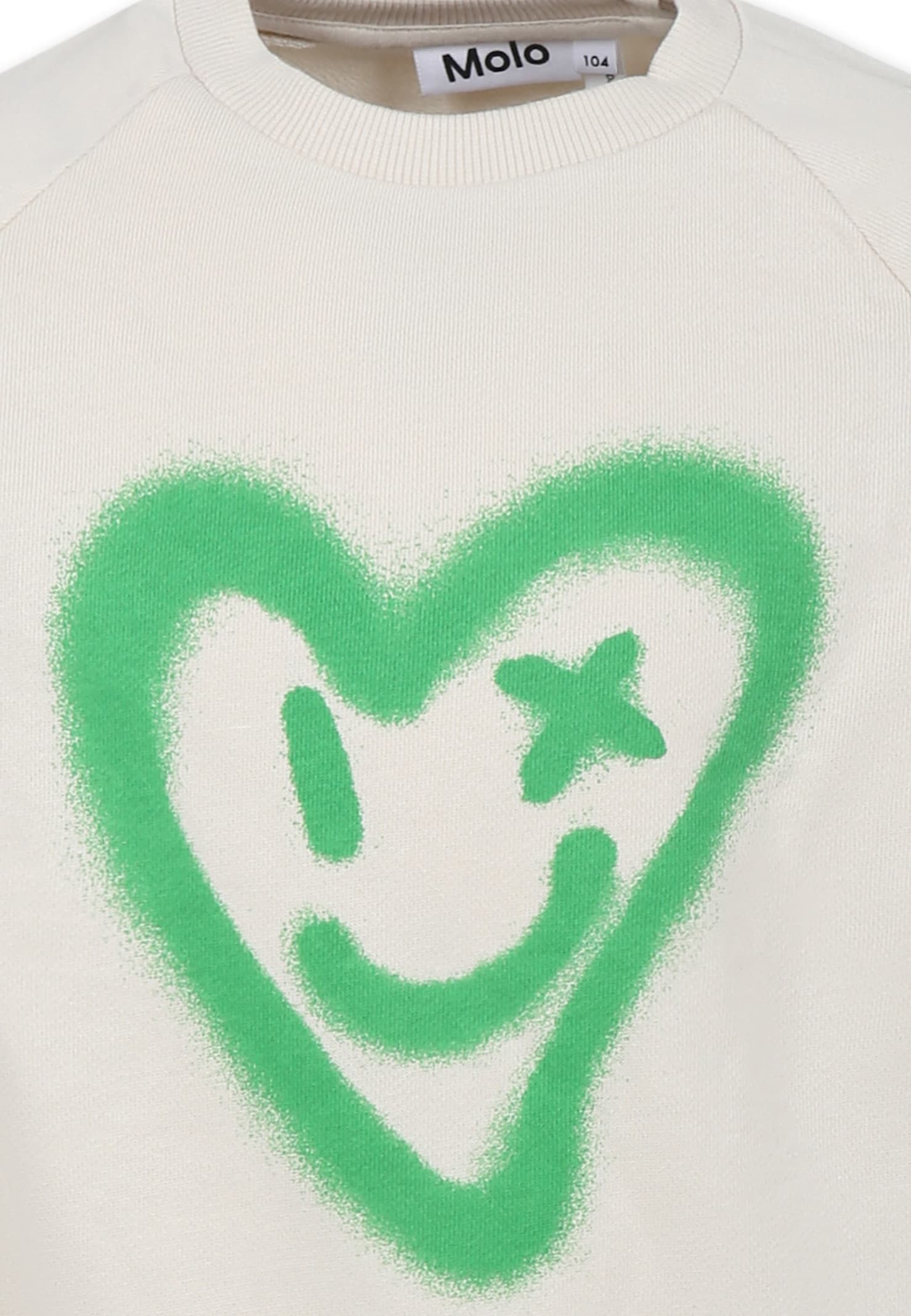 Molo Ivory Sweatshirt For Girl With Heart In Ivory