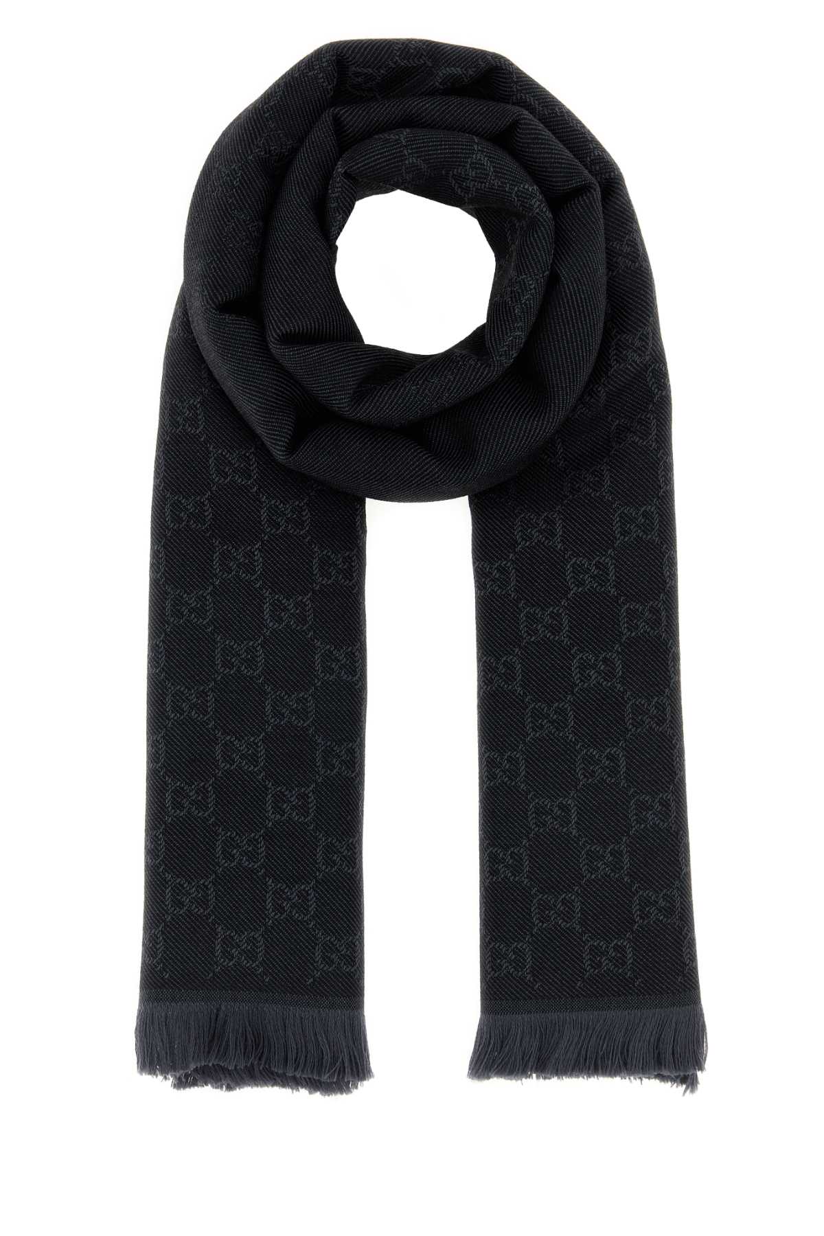 Gucci Embroidered Wool Scarf In Black