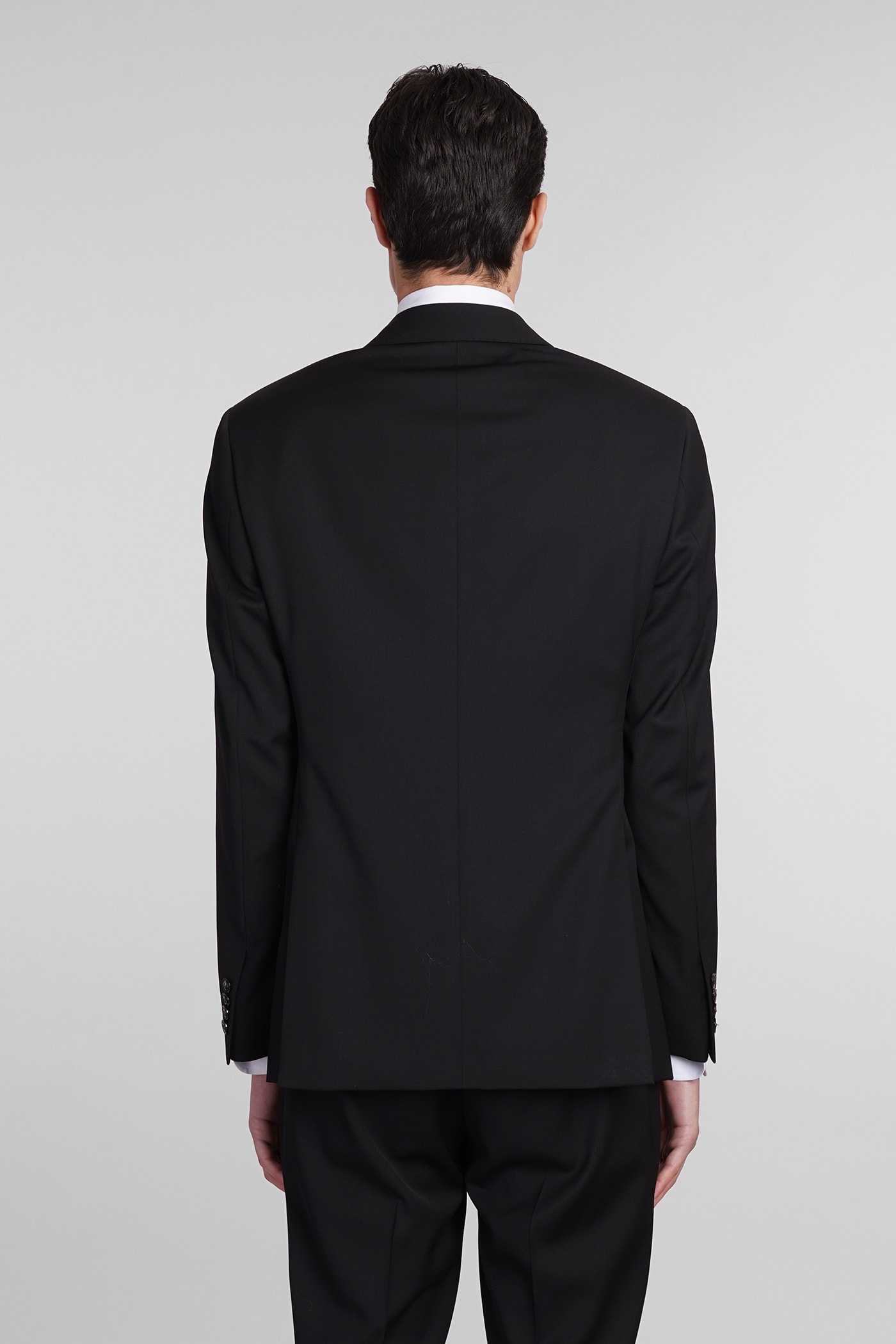 Giorgio Armani Wool Suit With Long Sleeves And Single-breasted Design In Black