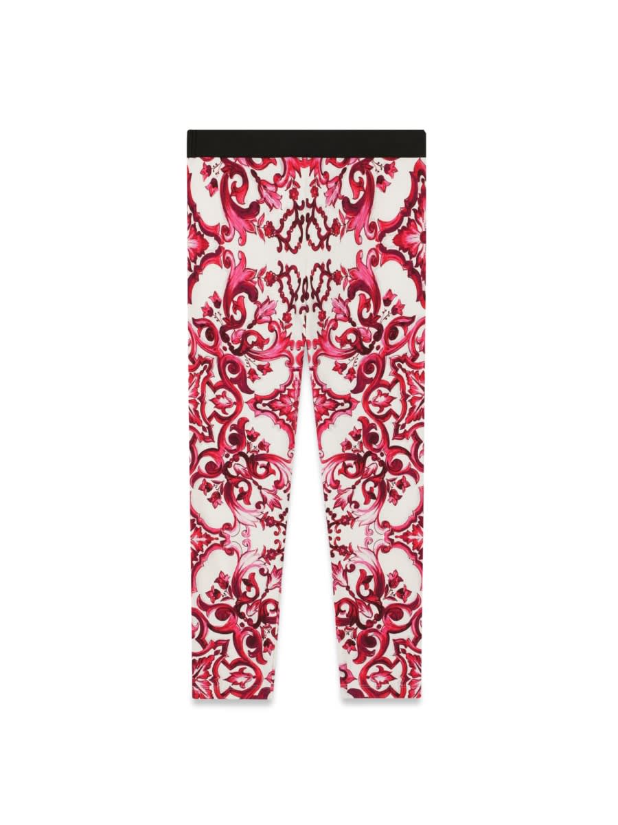 Shop Dolce & Gabbana Majolica Leggings In Multicolour