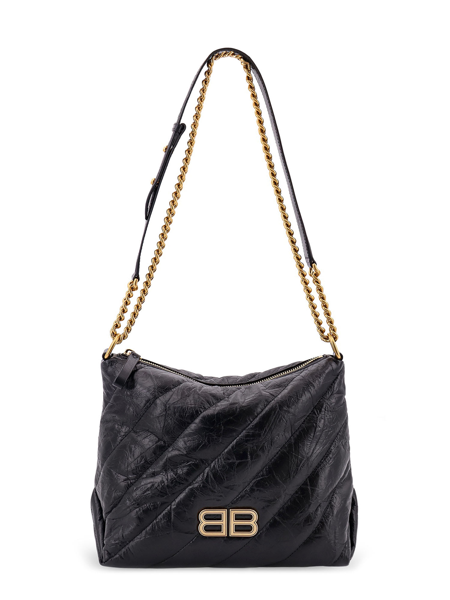 Shop Balenciaga Crush Shoulder Bag In Black