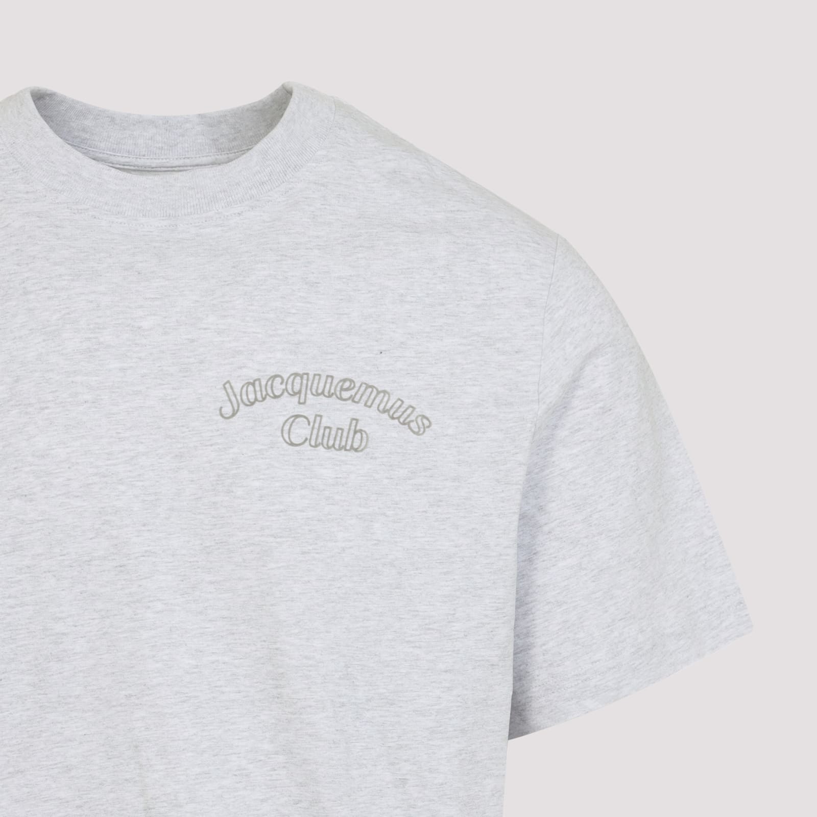 Jacquemus Grey Cotton T-shirt With Embroidered Logo In White