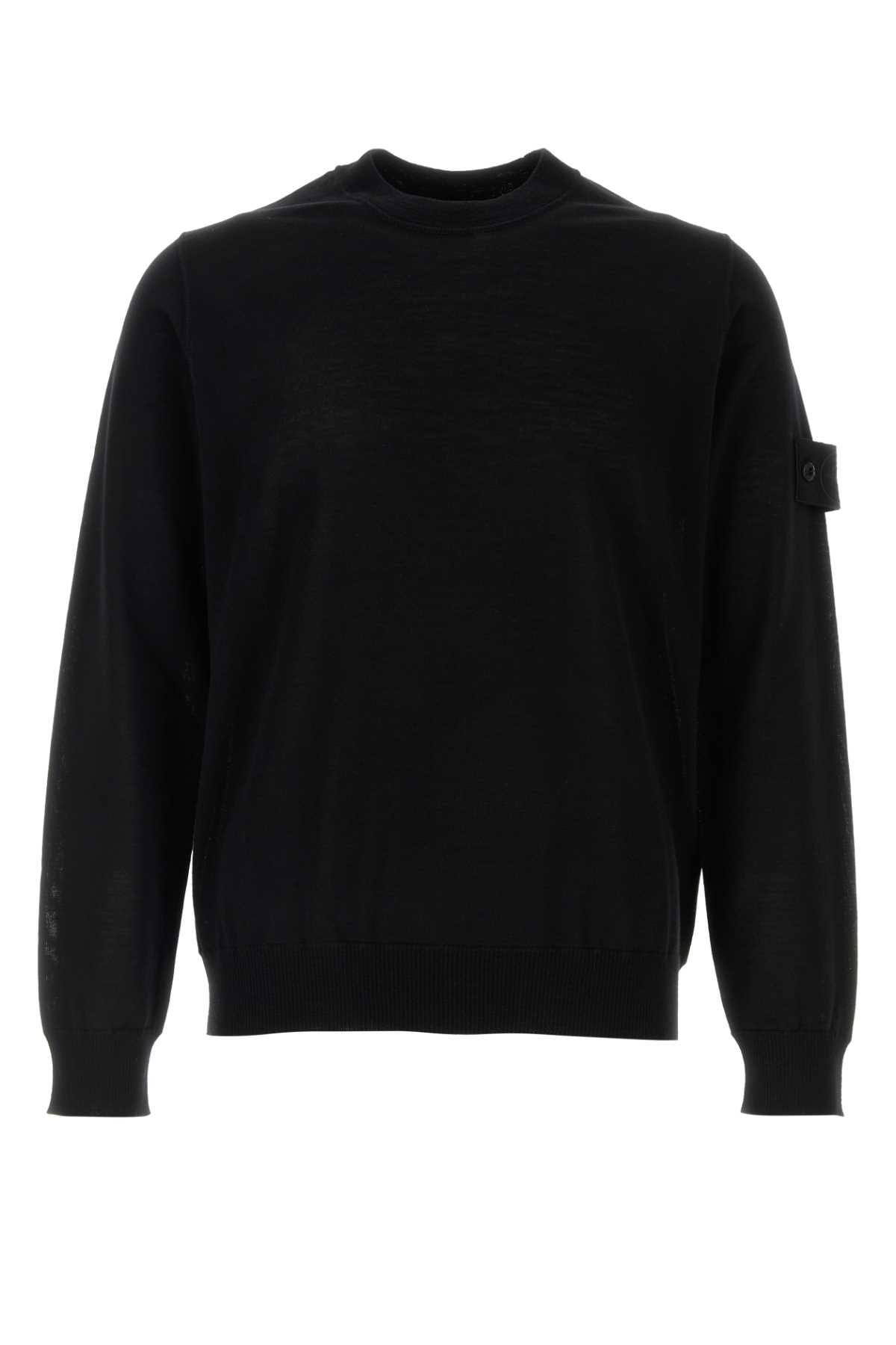 Stone Island Blue Virgin Wool Crewneck Sweater In Black