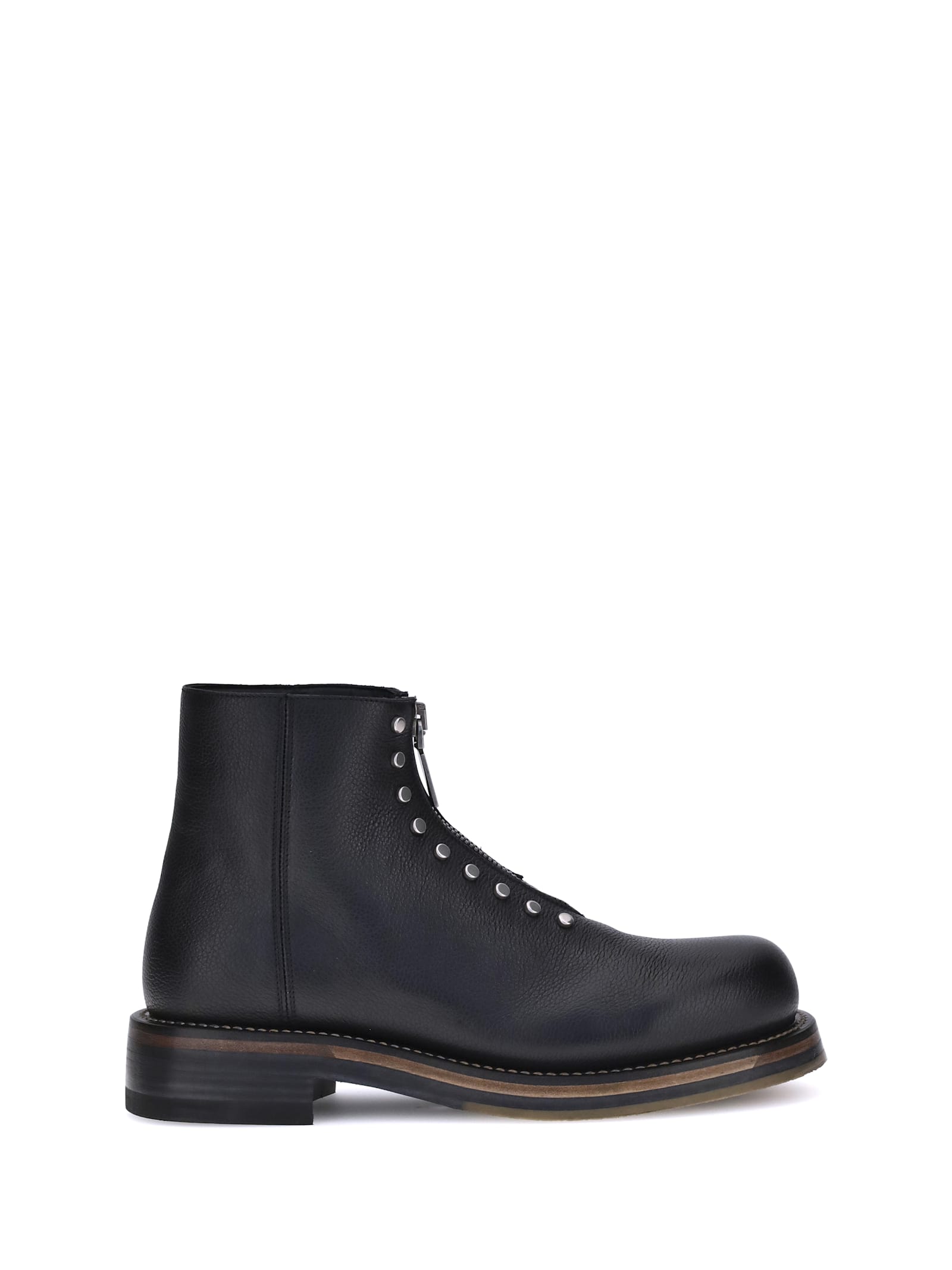 Alexander Mcqueen Chunky Sole Round Toe Studded Ankle Boots