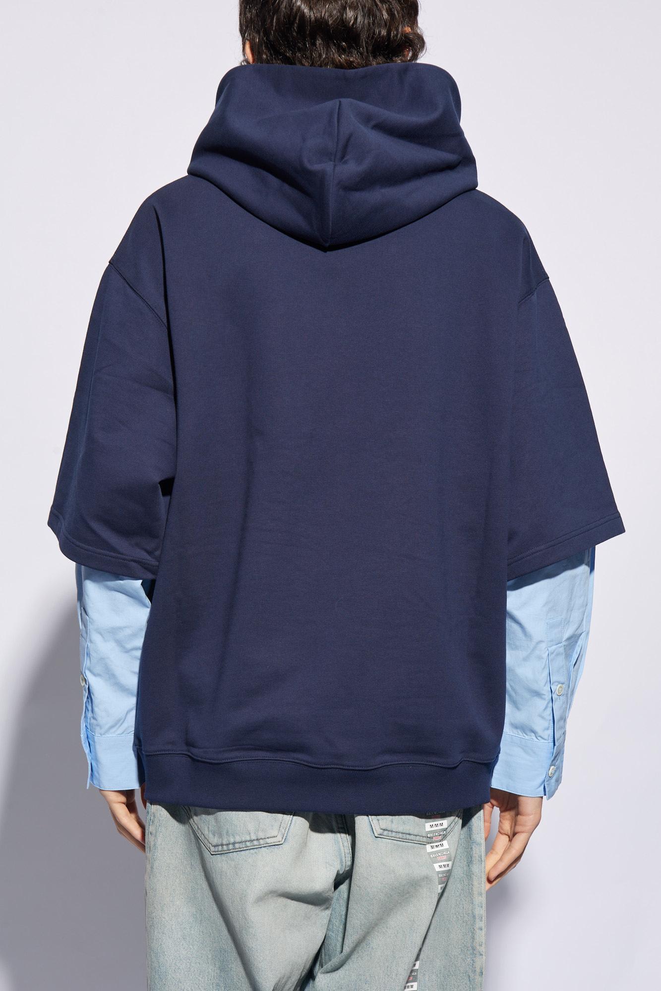 Shop Marni Hoodie With Double Sleeves In Blu
