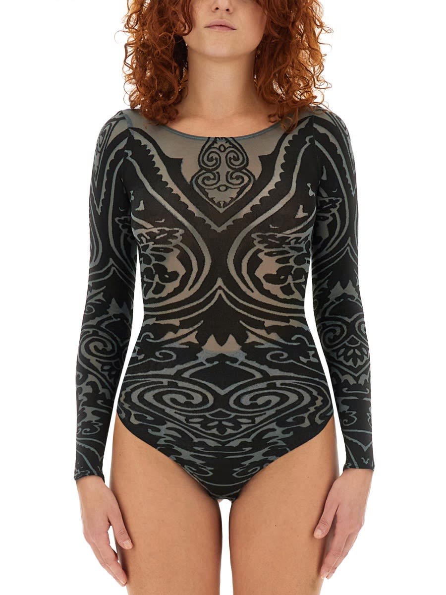 Shop Etro X Wolford Bodysuit In Grey