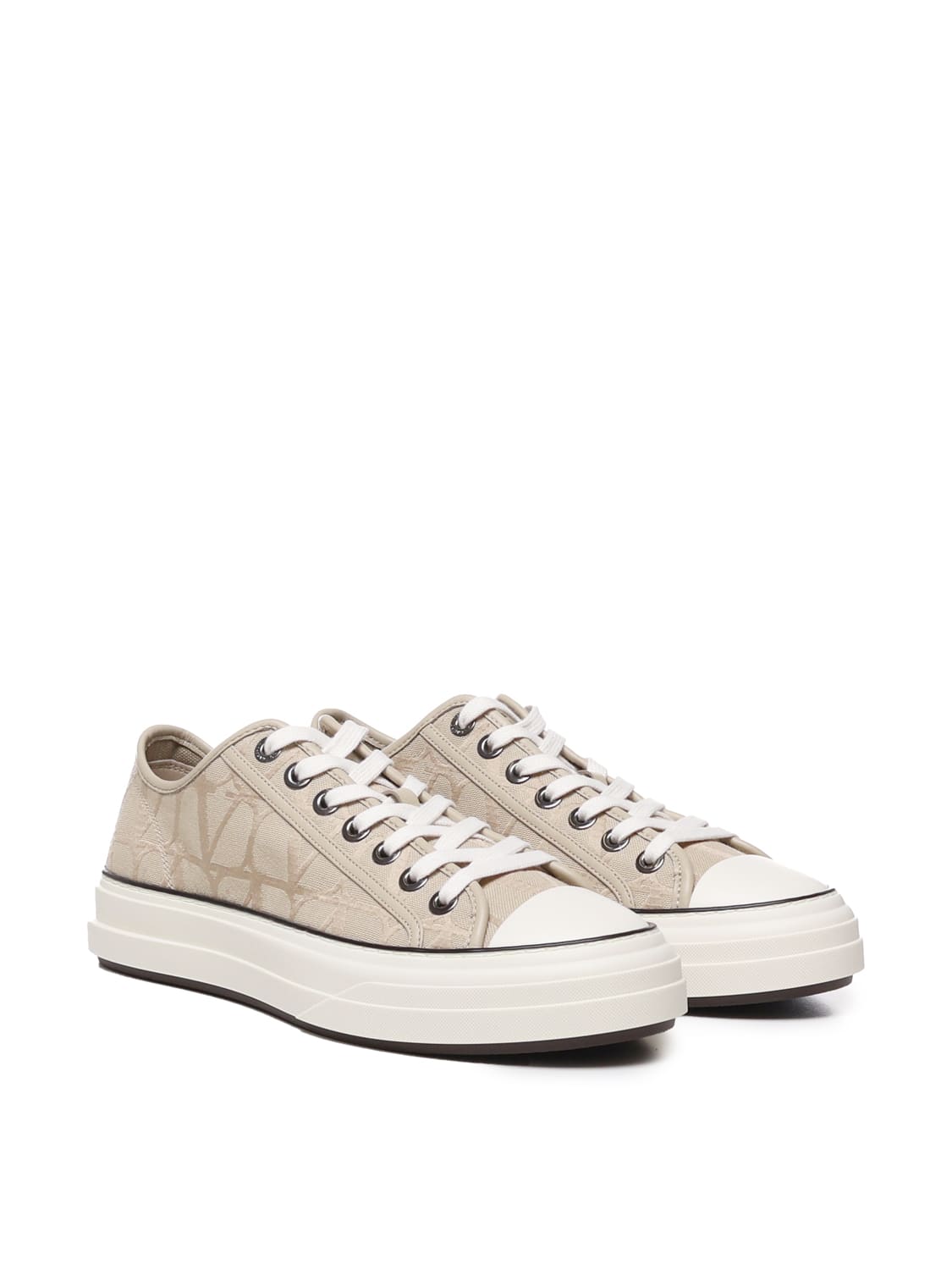 Shop Valentino Toile Iconographe Sneakers In Beige