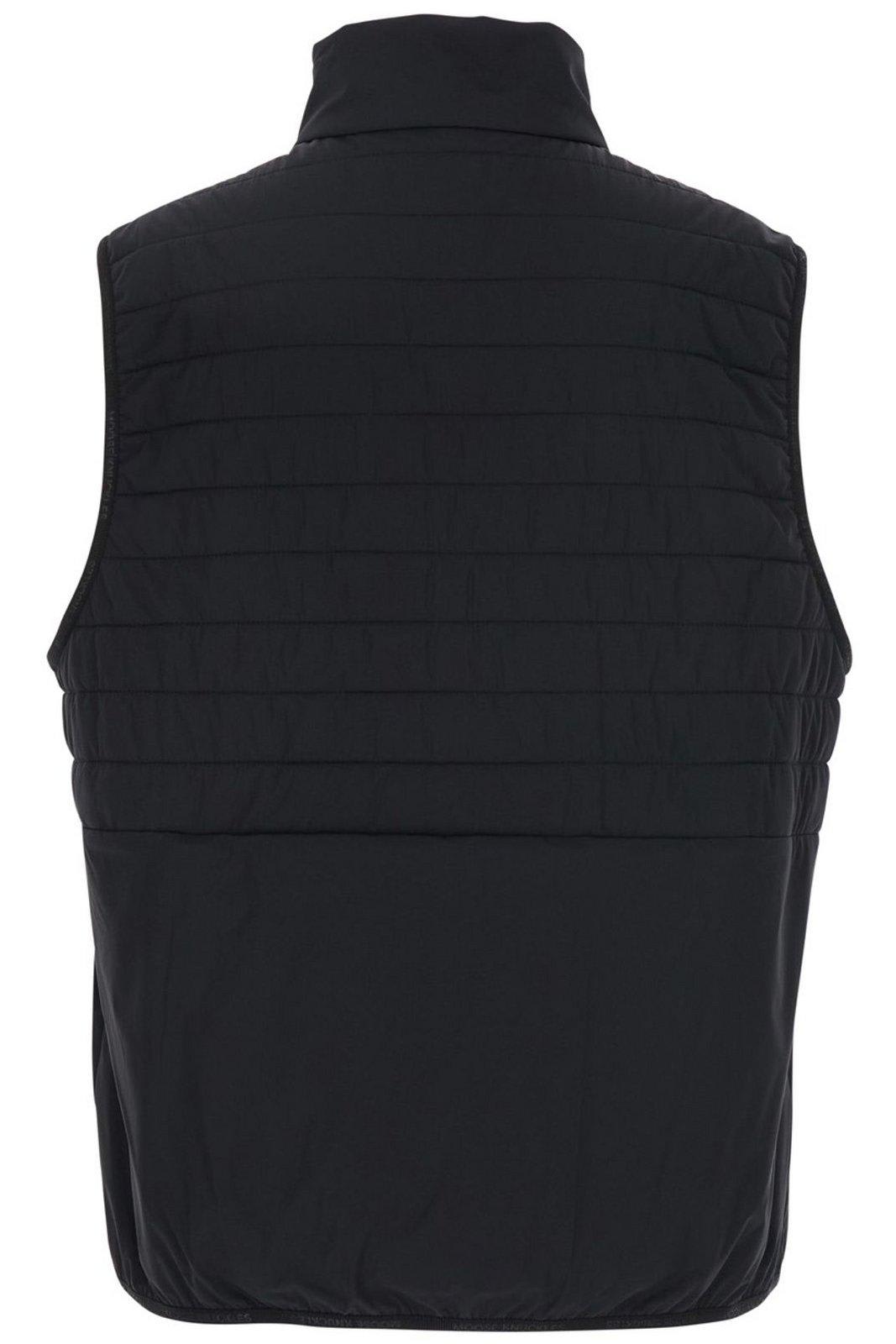 Moose Knuckles Black Sleeveless Jacket With Logo Patch On The Chest In Tech Fabric Man