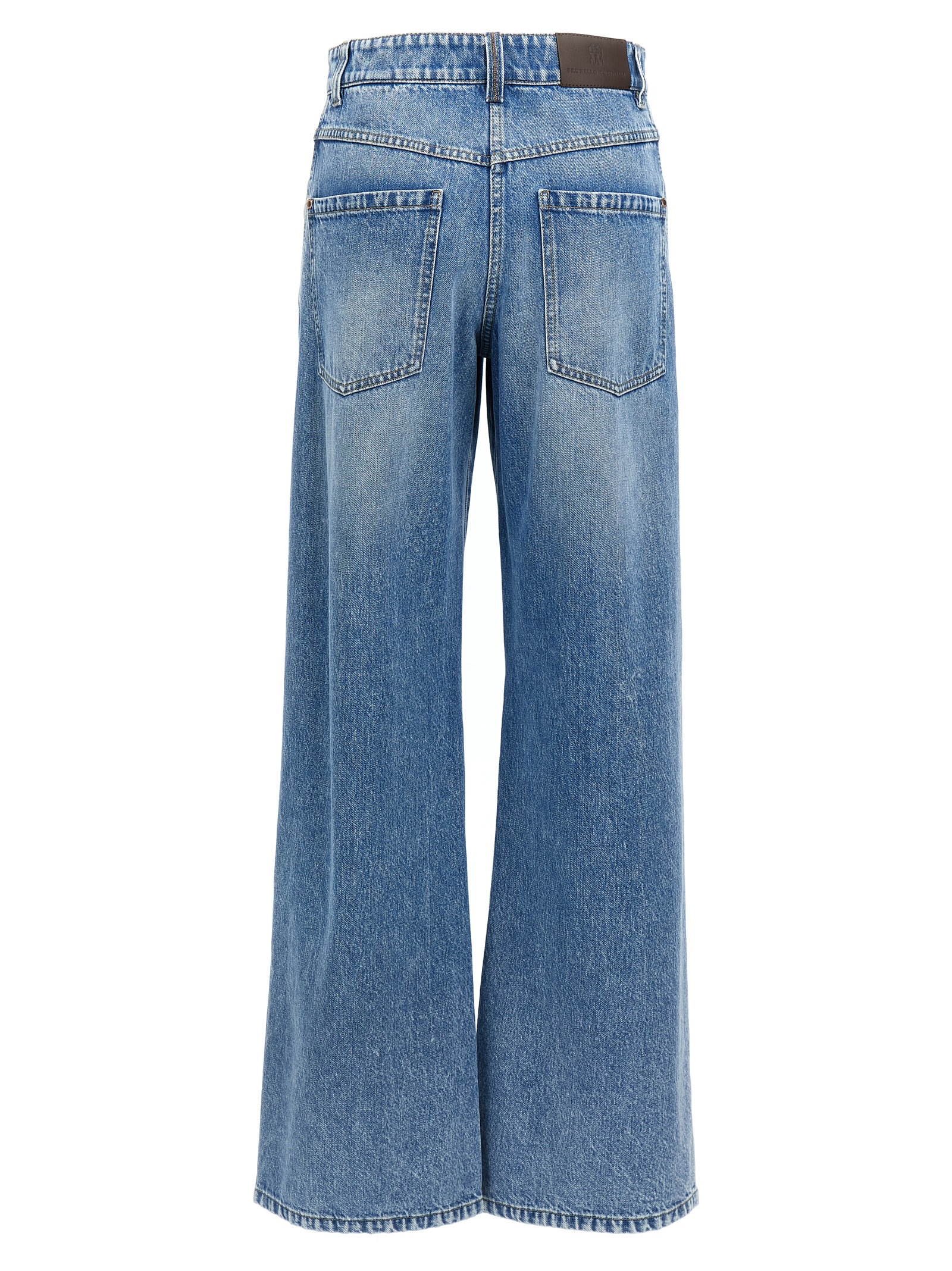 Brunello Cucinelli Knee Detail Wide-leg Jeans In Blue