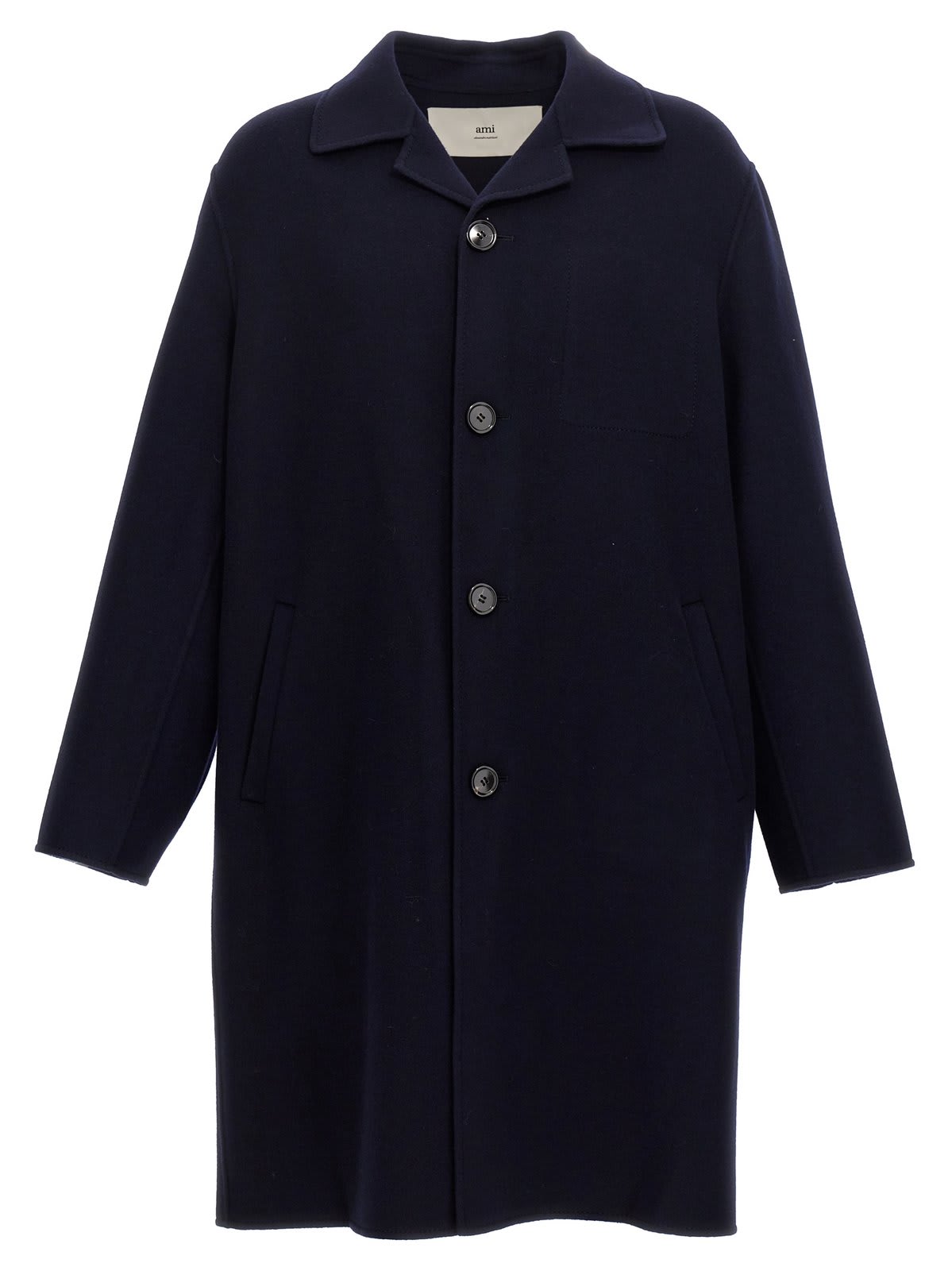 Shop Ami Alexandre Mattiussi Paris Single-breasted Coat In Navy