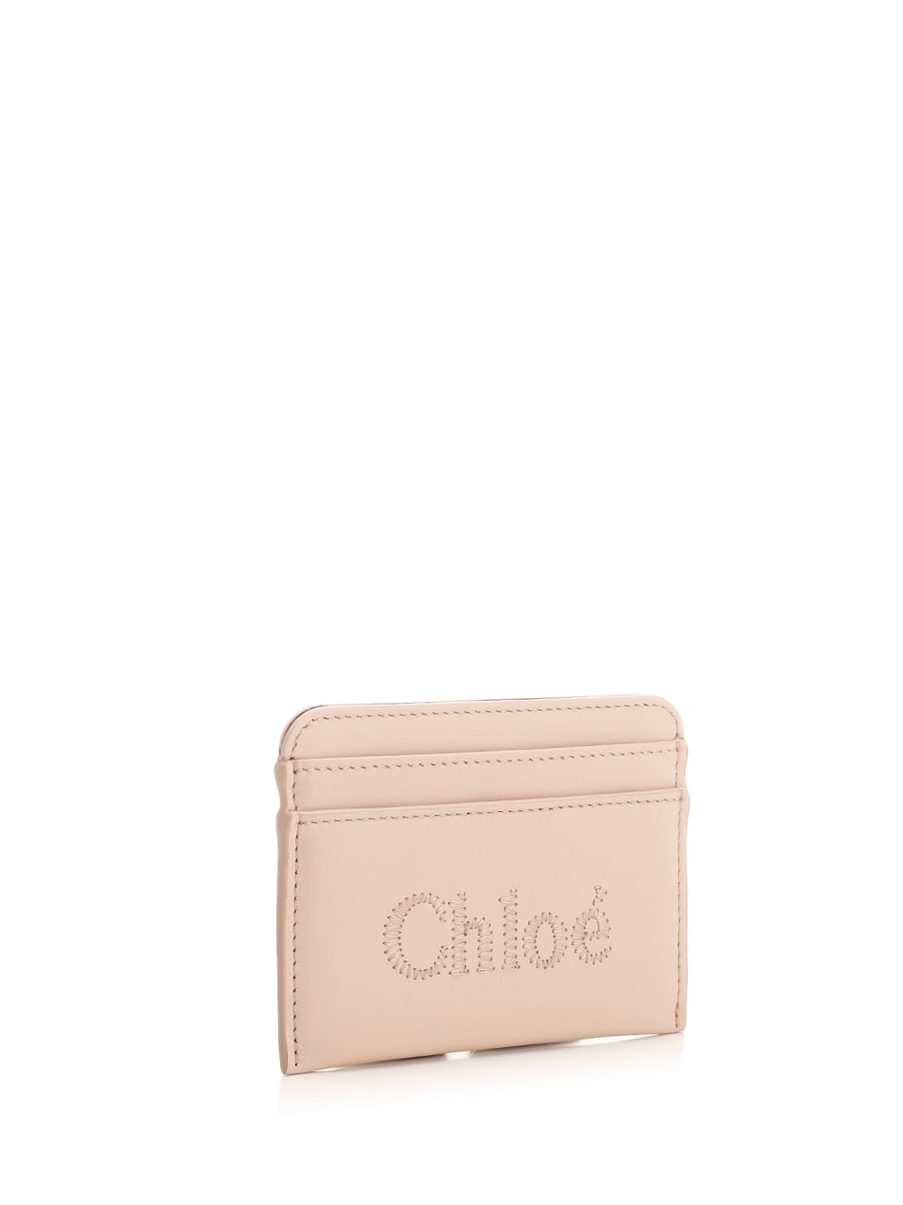 Shop Chloé Leather Card Case In Powder