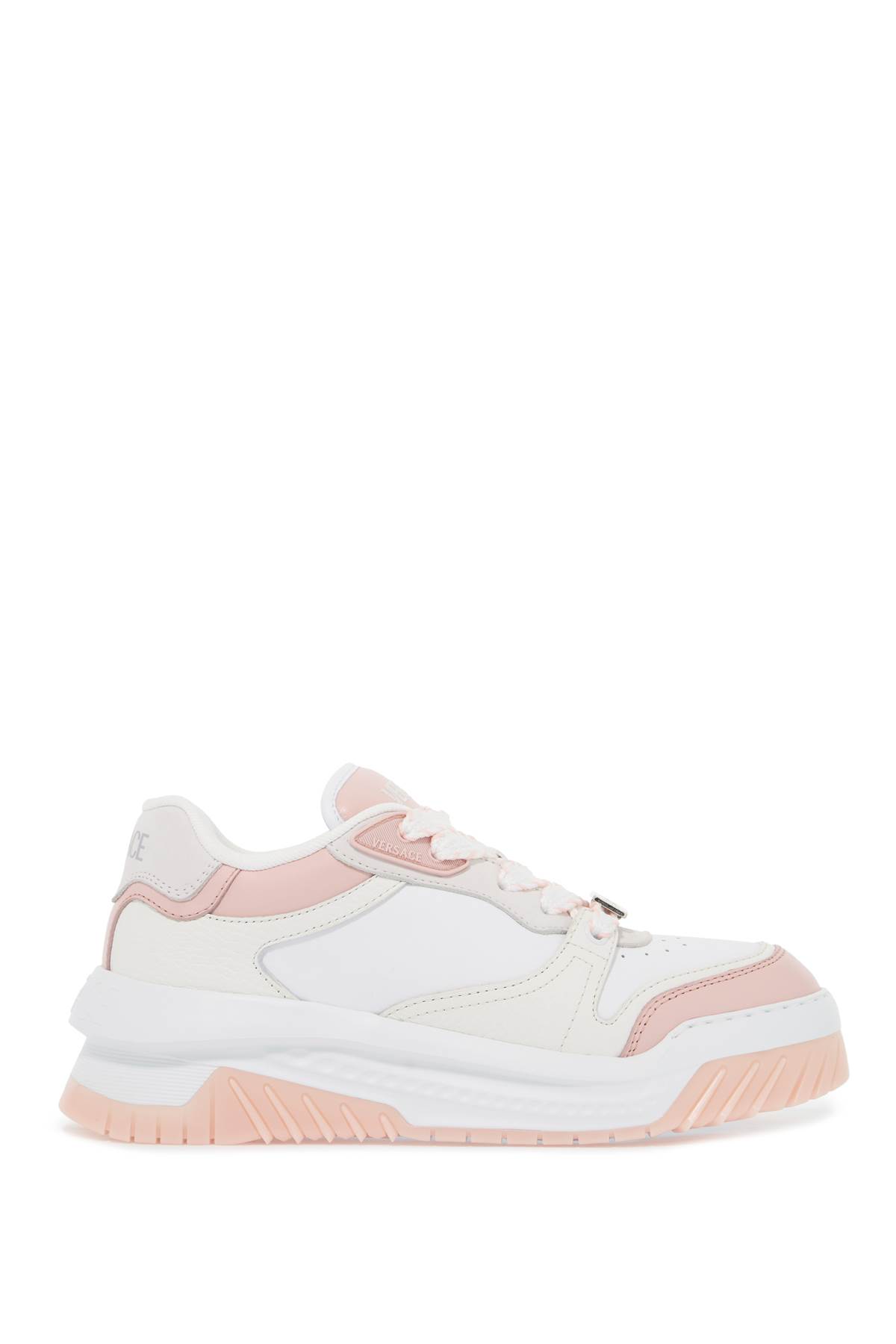 Shop Versace Odyssey Sneakers In Dusty Rose+white-palladiu (white)