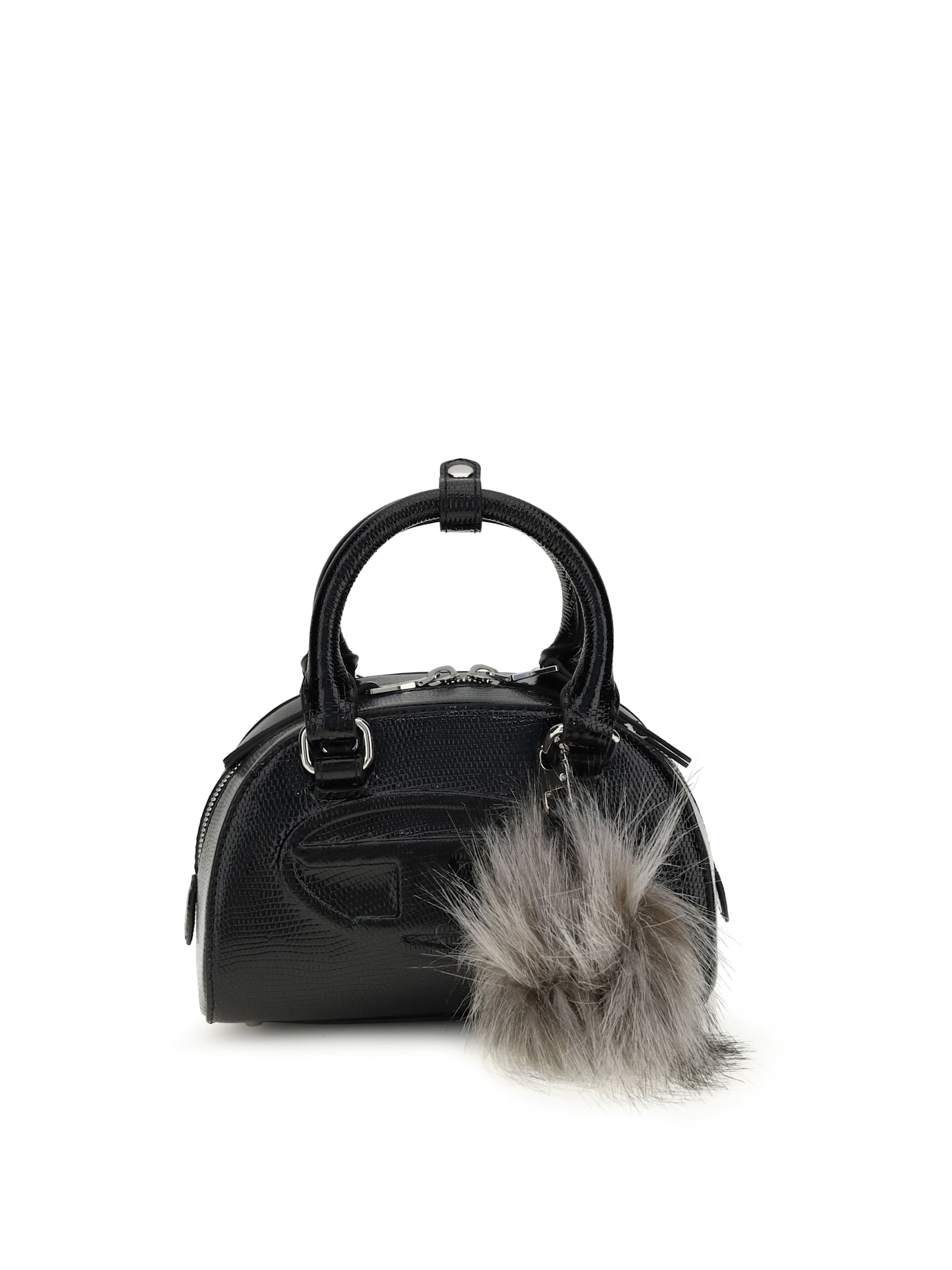 Diesel Black Calf Leather Bos Taurus Shoulder Bag In Black