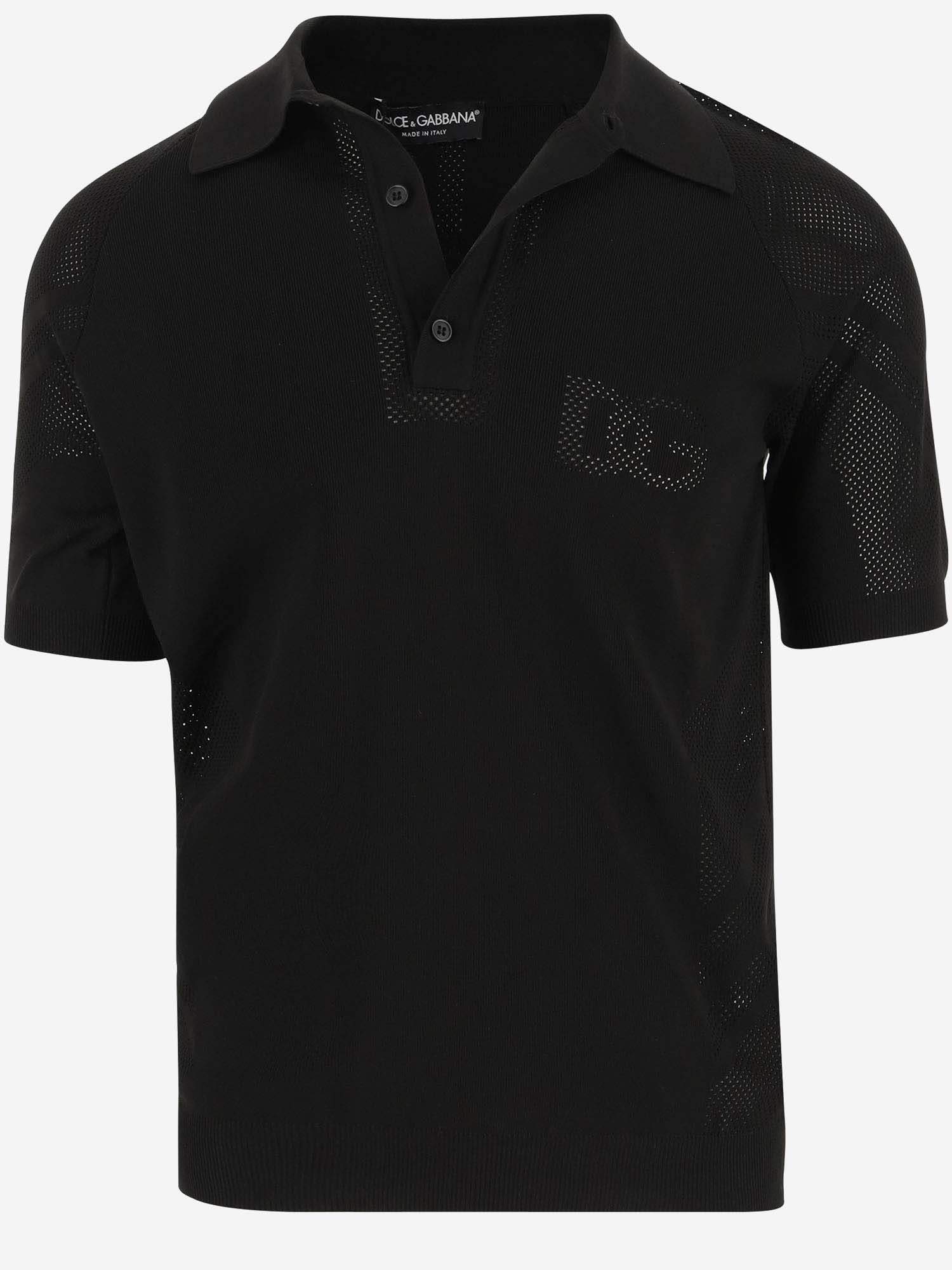 Shop Dolce & Gabbana Stretch Jersey Polo Shirt With Logo In Black