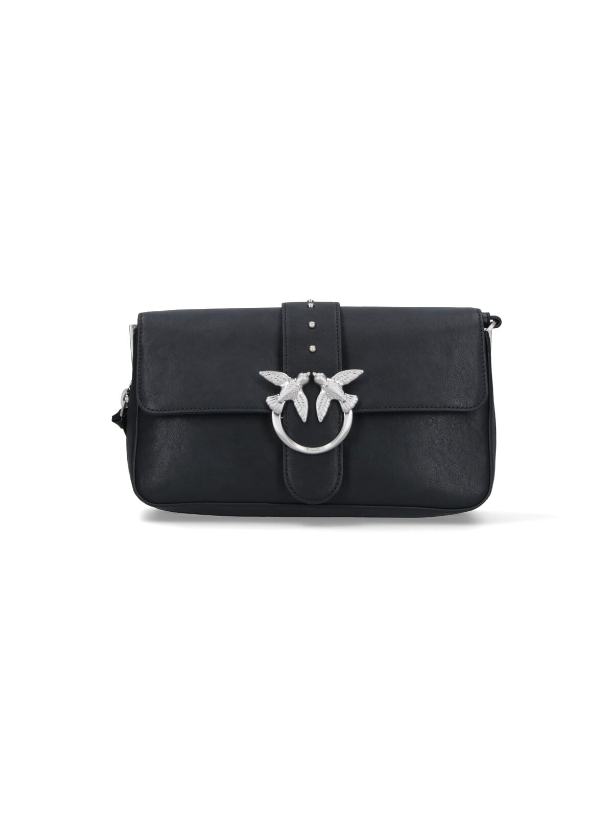Pinko Love One Classic Leather Shoulder Bag In Black