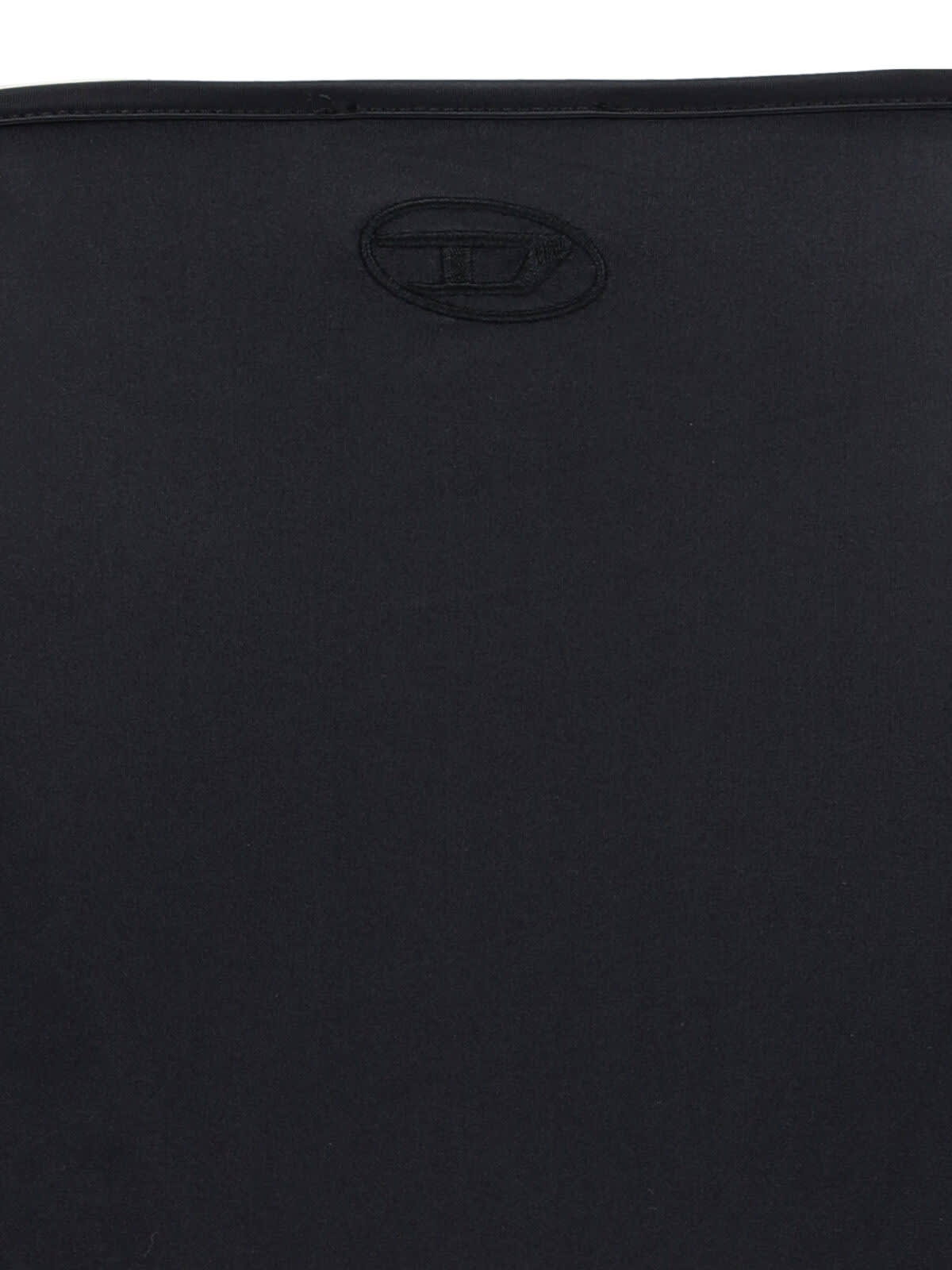Diesel Long Sleeved Gathered V-neck Top With Chintz Finish In Black