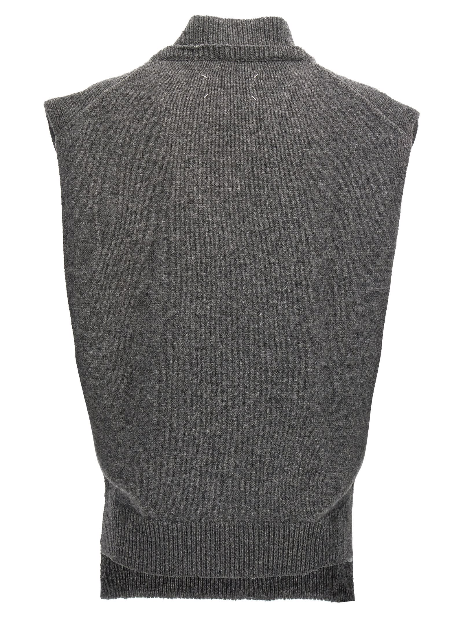 Shop Maison Margiela Side Slit Vest In Gray