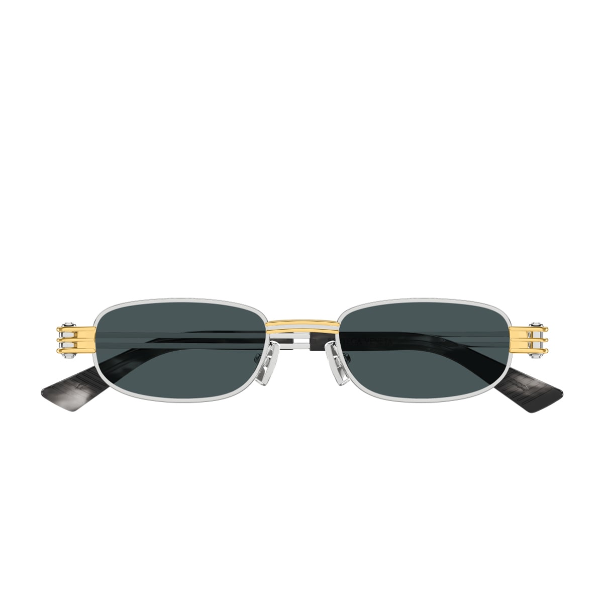 Bottega Veneta Bv1381s Linea Other 003 Silver Blue Sunglasses In Green