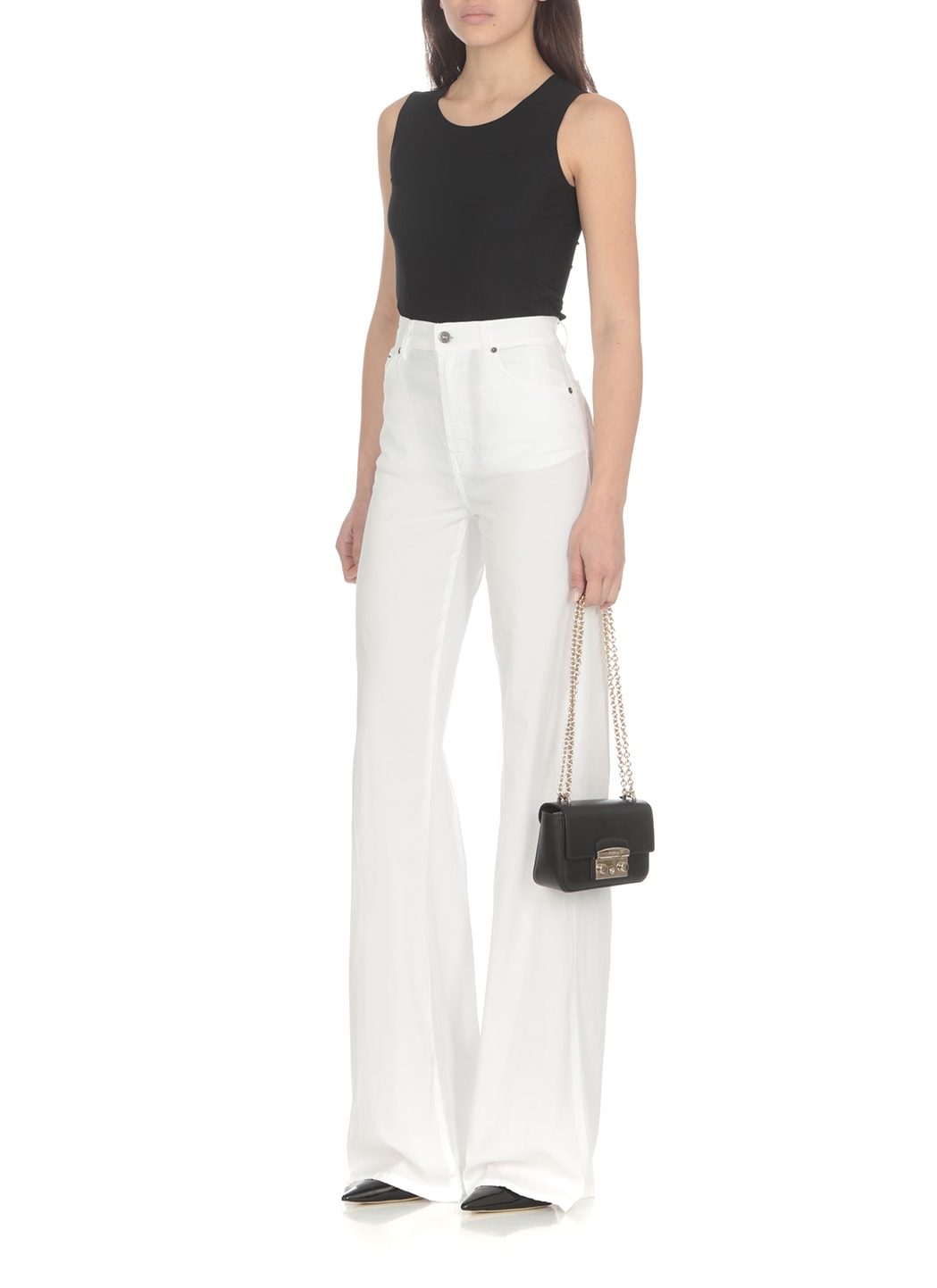 Shop Dondup Cotton Blend Trousers In White