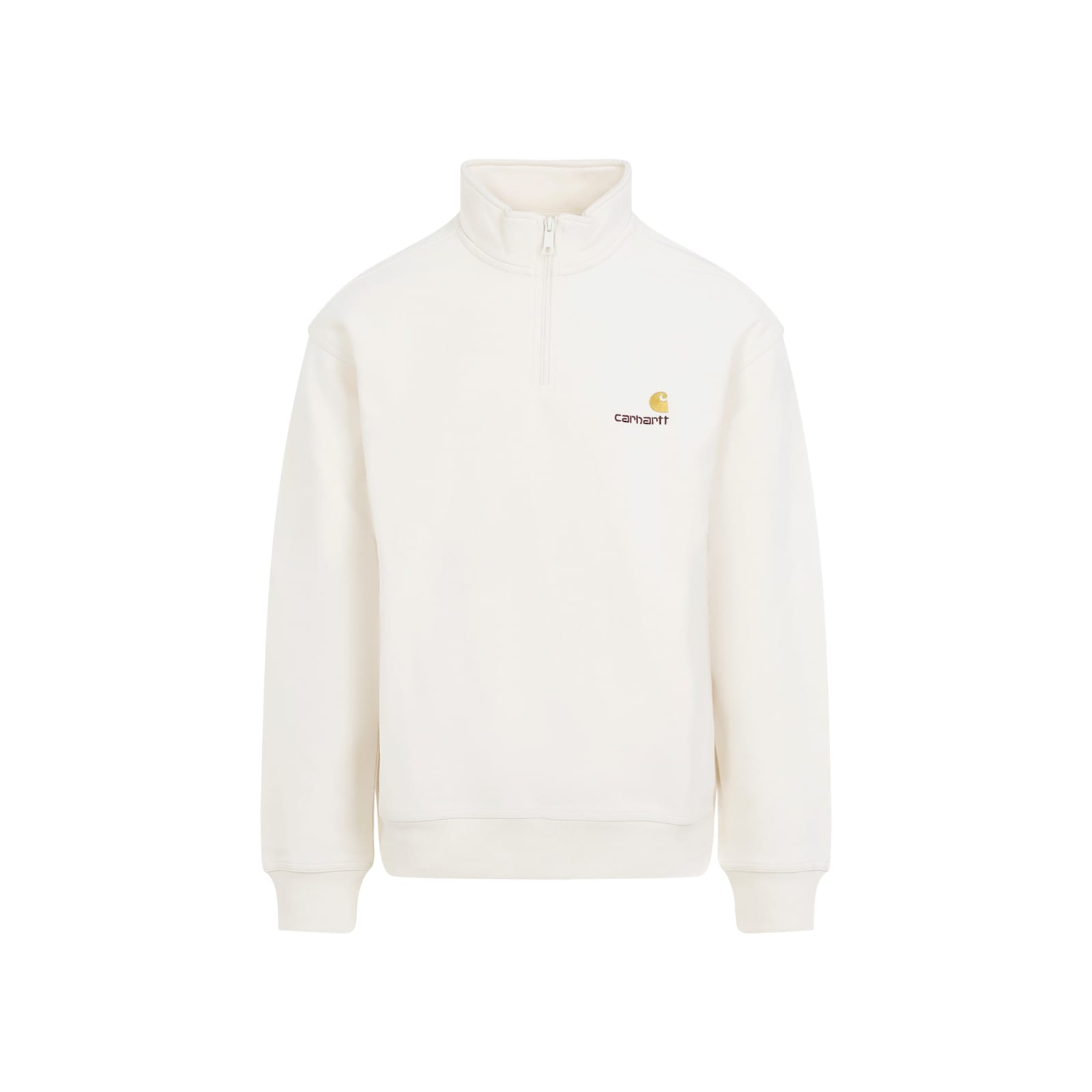 Carhartt Off-white Half Zip American Script Sweatshirt In Neutral
