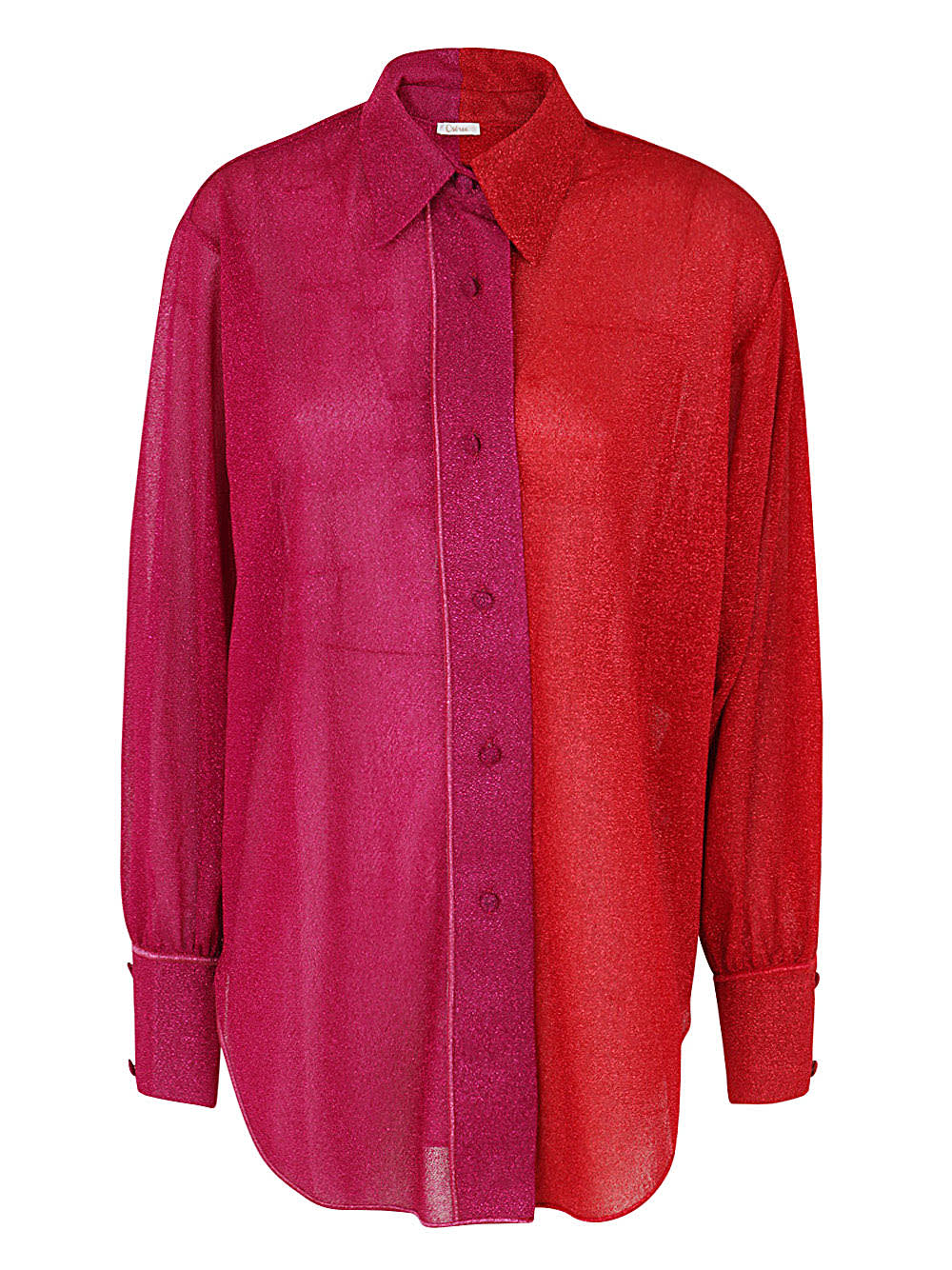 Oseree Lumiere Bicolor Long Shirt In Red & Fuchsia