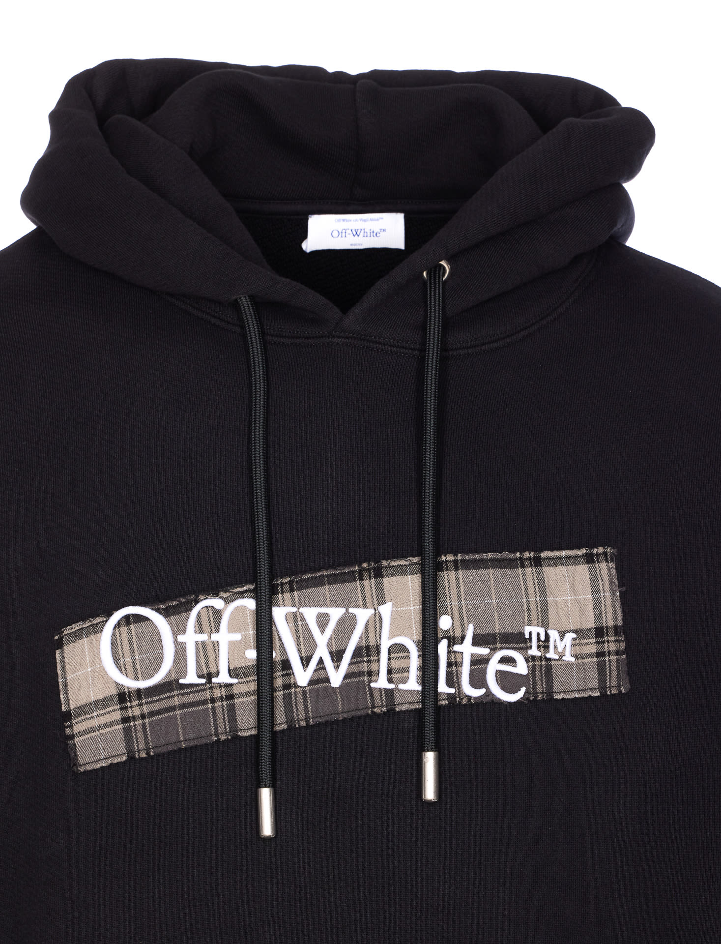 Off-white Flannel Diag Skate Drawstring Hoodie In Black