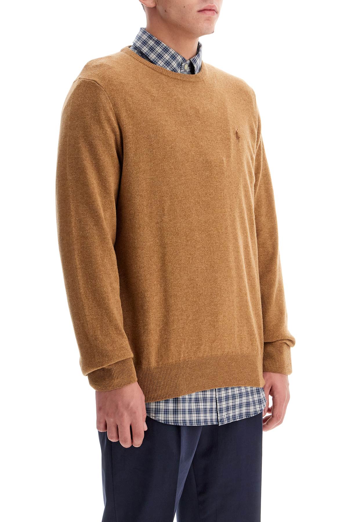 Shop Polo Ralph Lauren Wool Pullover With Pony Embroidery In Latte Brown Heather (brown)