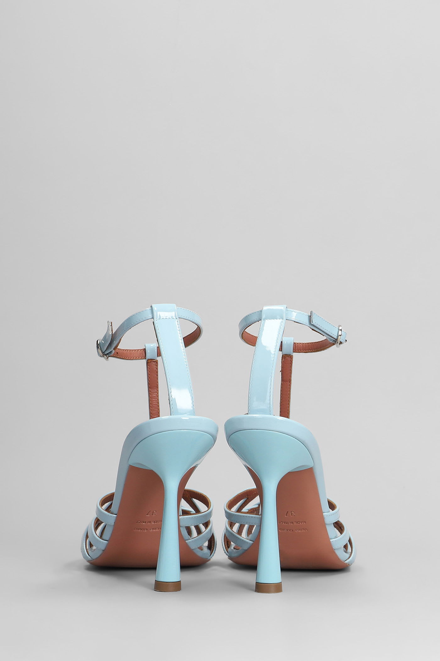 Aldo Castagna Lidia Sandals In Cyan Patent Leather In Blue