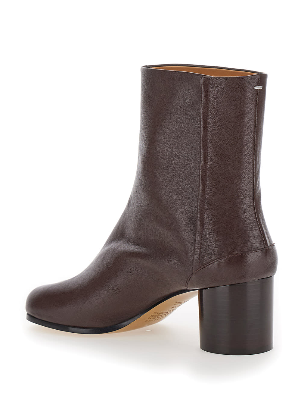 Shop Maison Margiela Tabi Brown Ankle Boots With Pre-shaped Toe In Leather Woman In T2264
