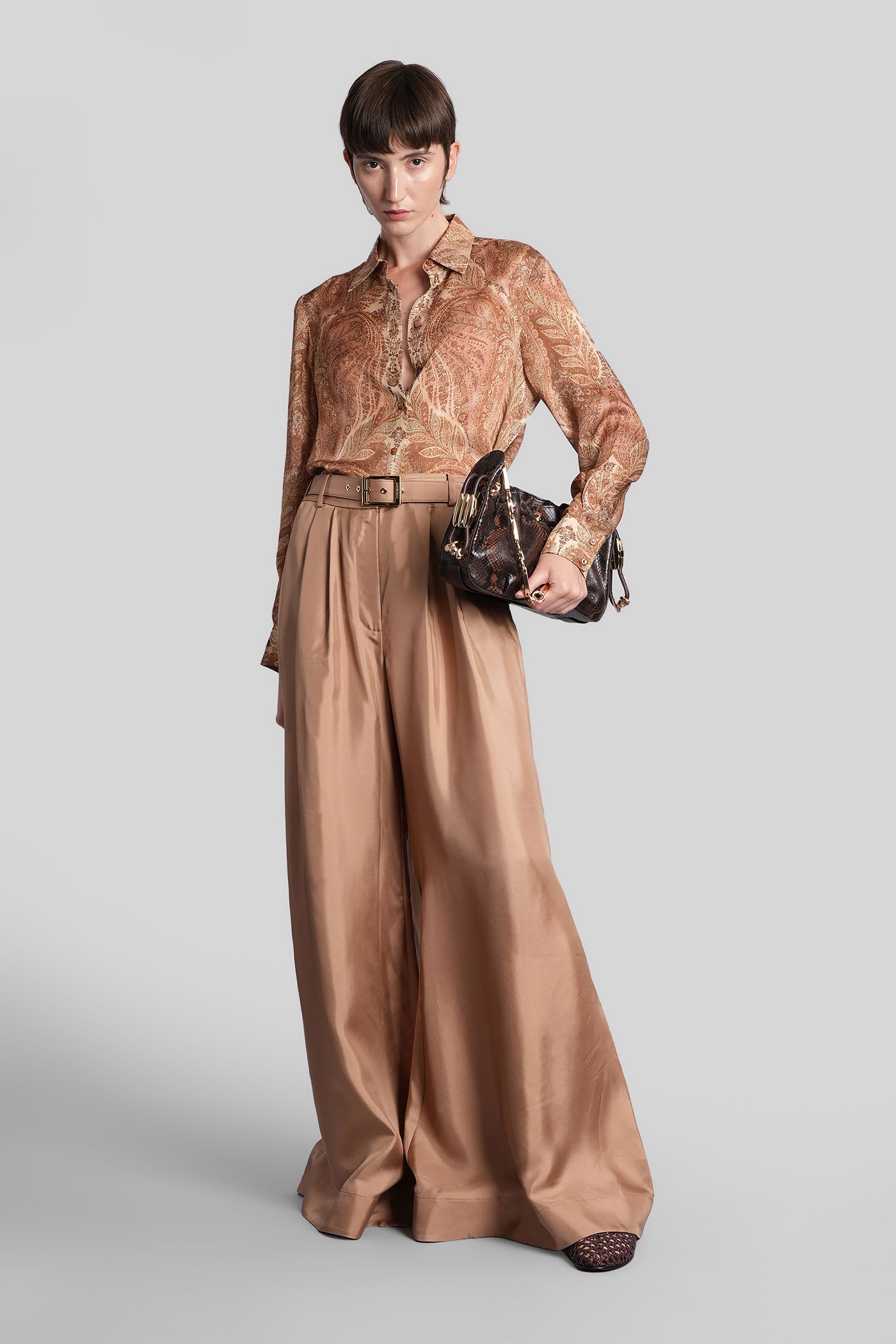 Zimmermann Silk Pintuck Pant In Blush In Brown