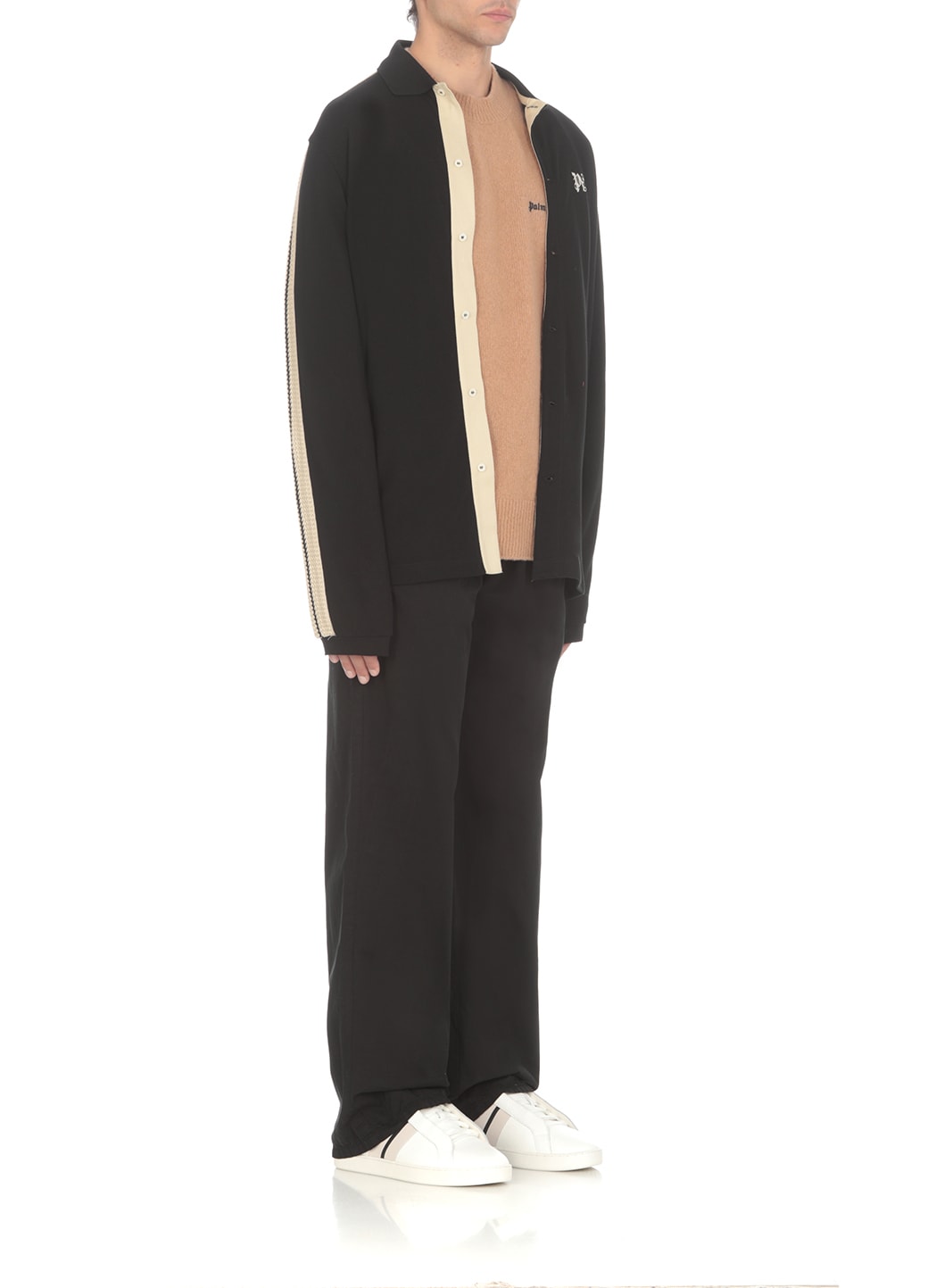 Palm Angels Logo Embroidered Crewneck Sweatshirt In Brown