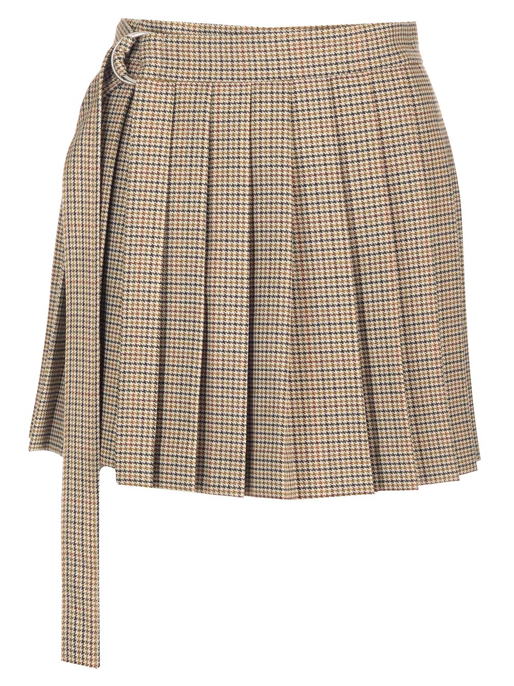 Ami Alexandre Mattiussi Mini Kilt Skirt In Wool Gabardine. In Champagne Black