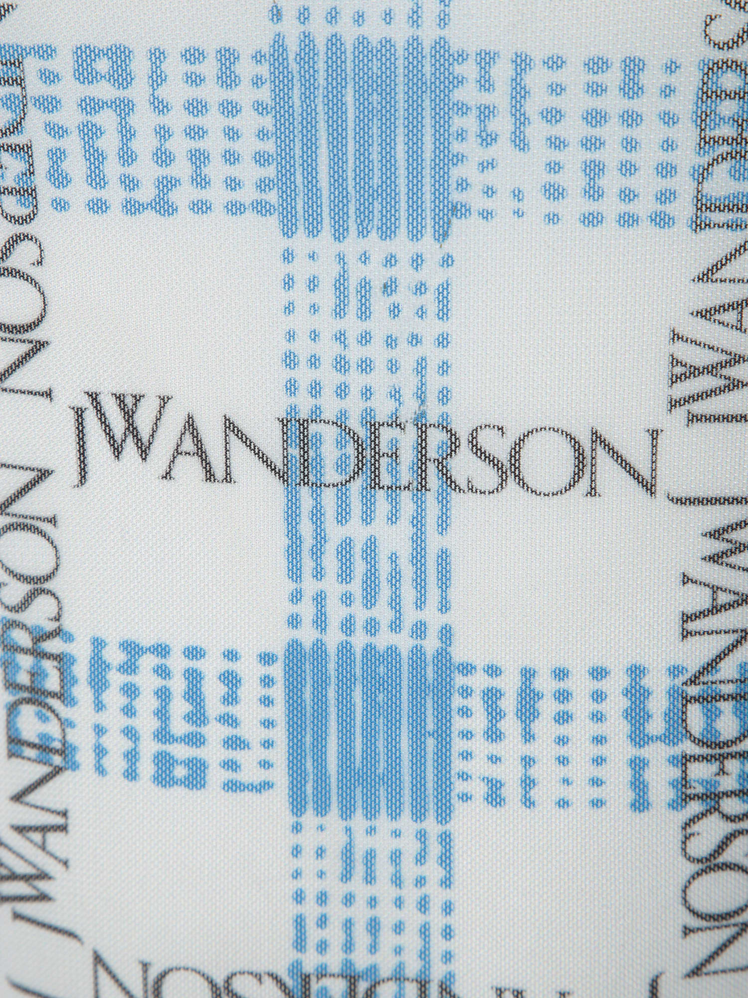Jw Anderson Light Blue Turtleneck T-shirt With All-over Check Motif And All-over Logo Print In Tech Fabric Stret In White