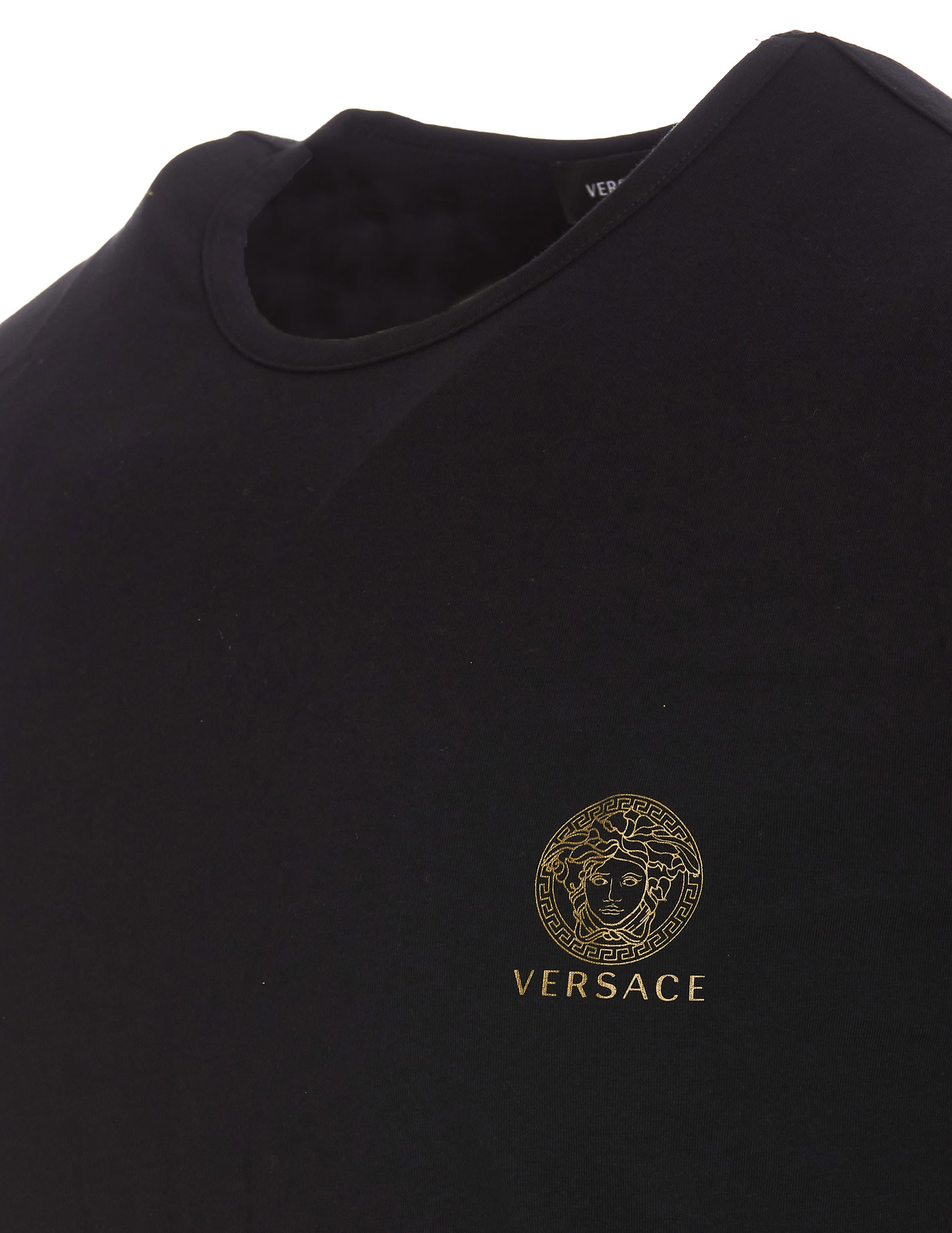Shop Versace Medusa Bi-pack Underwear T-shirt In Black