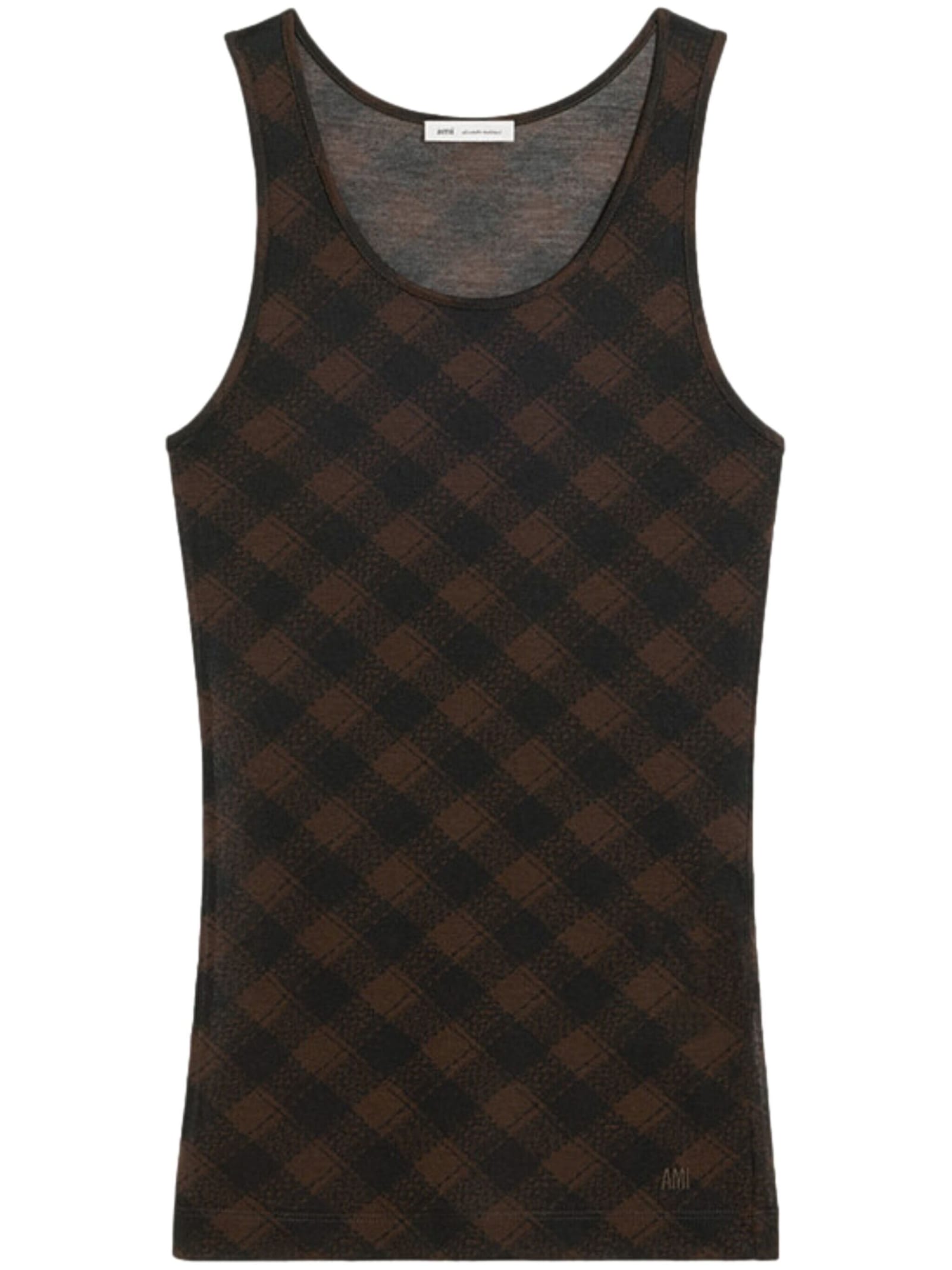 Shop Ami Alexandre Mattiussi Top In Mesh In Black Dark Coffee