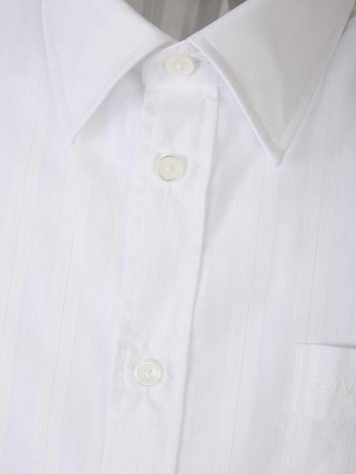 Shop Givenchy Striped Chiffon Shirt In White