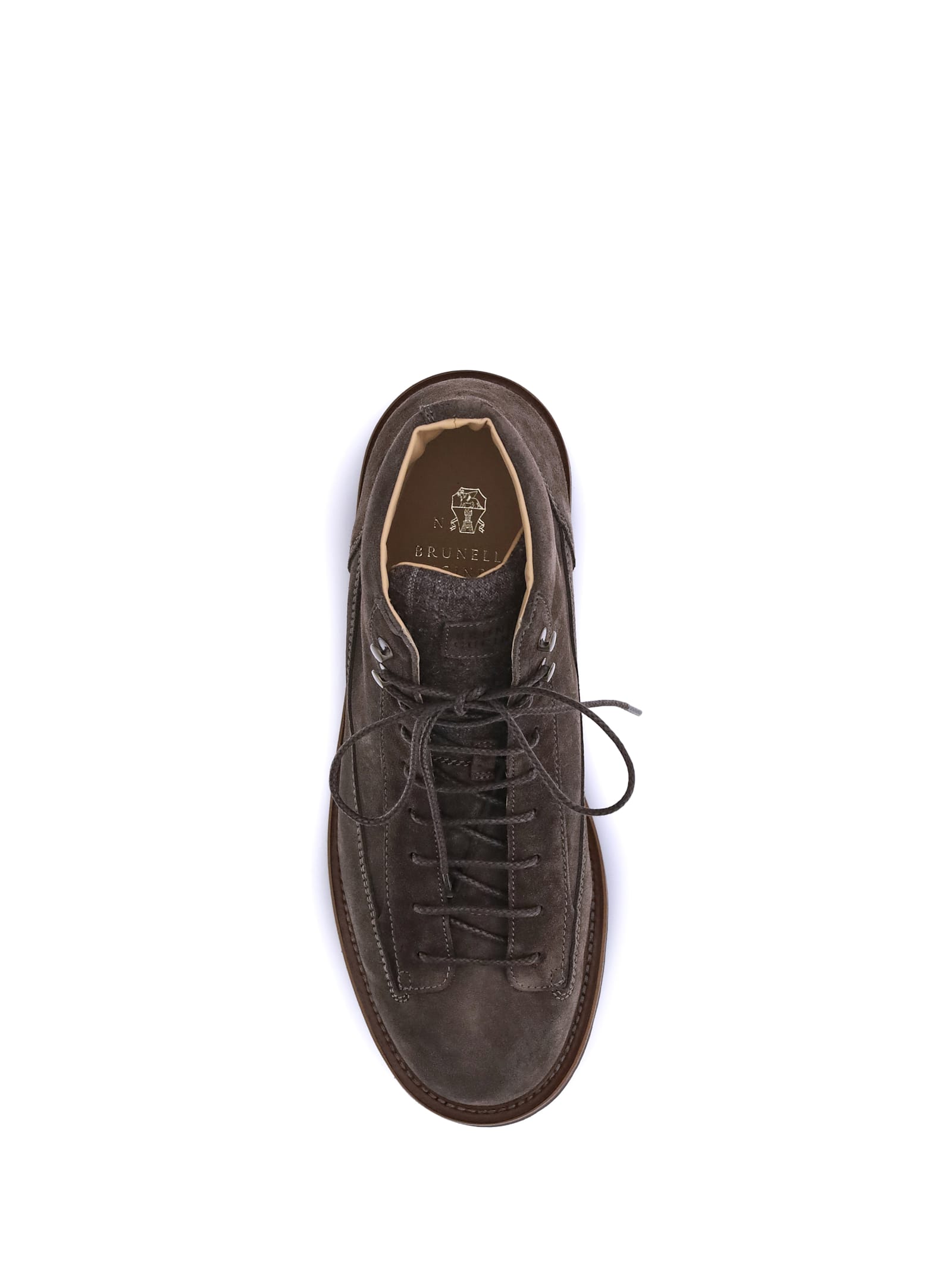 Brunello Cucinelli Suede Lace-up Ankle Boots In Brown