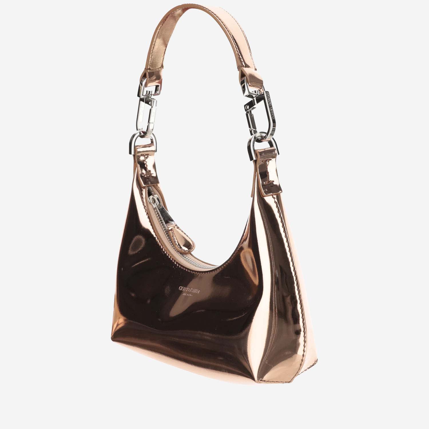 Shop Giorgio Armani Metallic Nappa Leather Bag With Logo In Golden