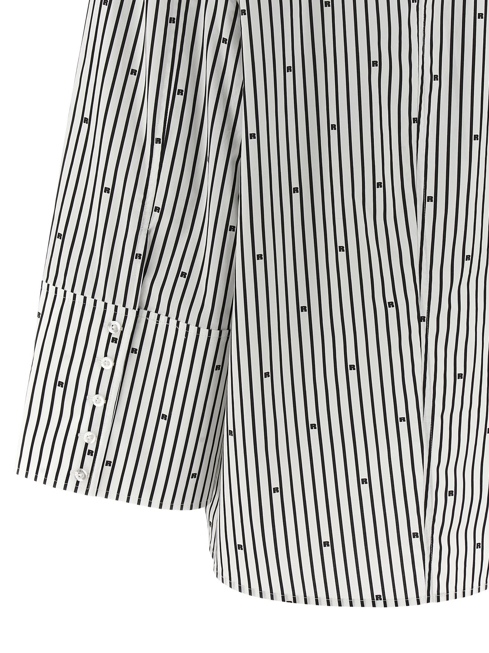 Rotate Birger Christensen Poplin Oversized Striped Shirt In Gray