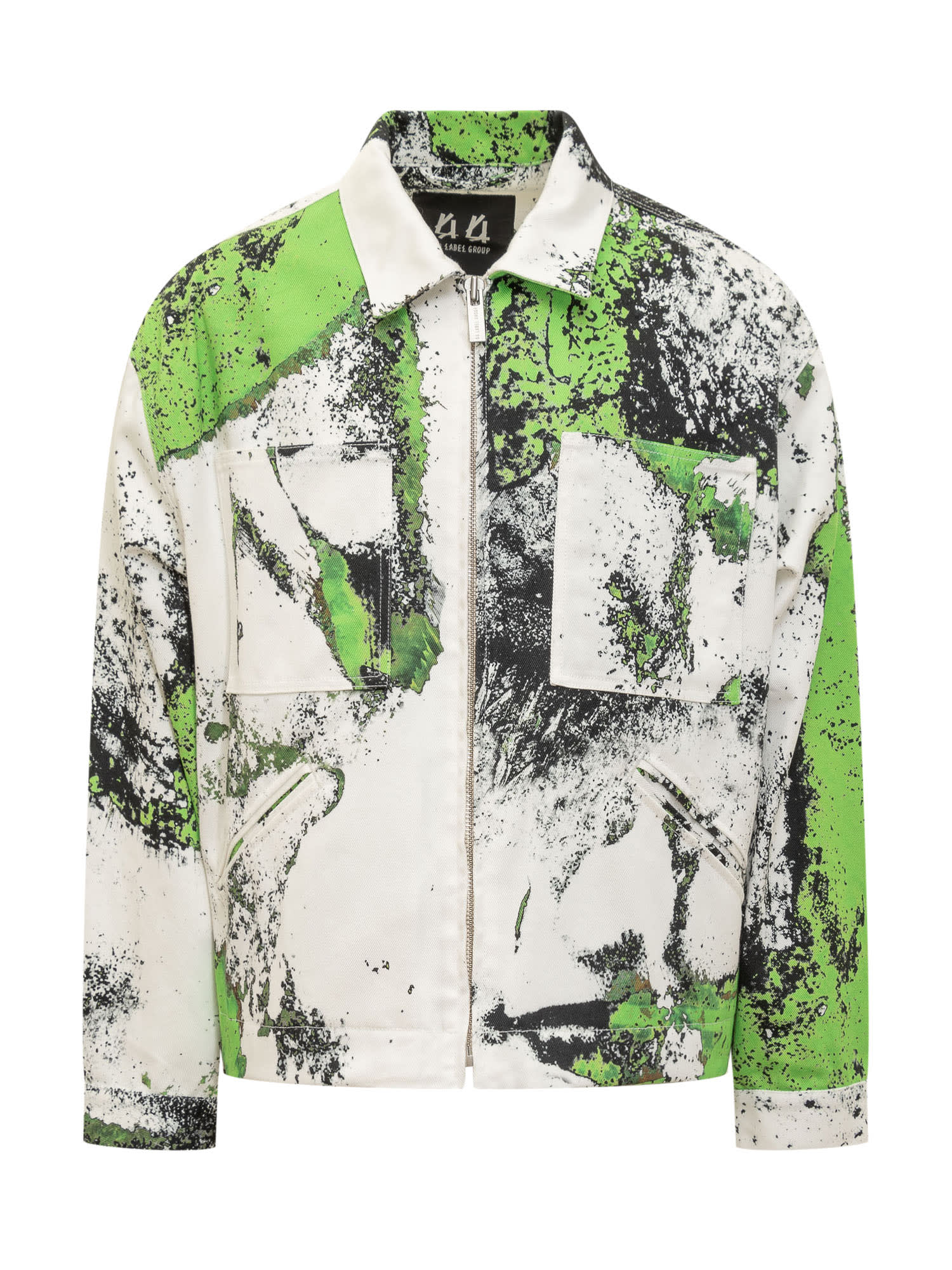 Shop 44 Label Group Jacket With Corrosive Effect In White-grunge Green