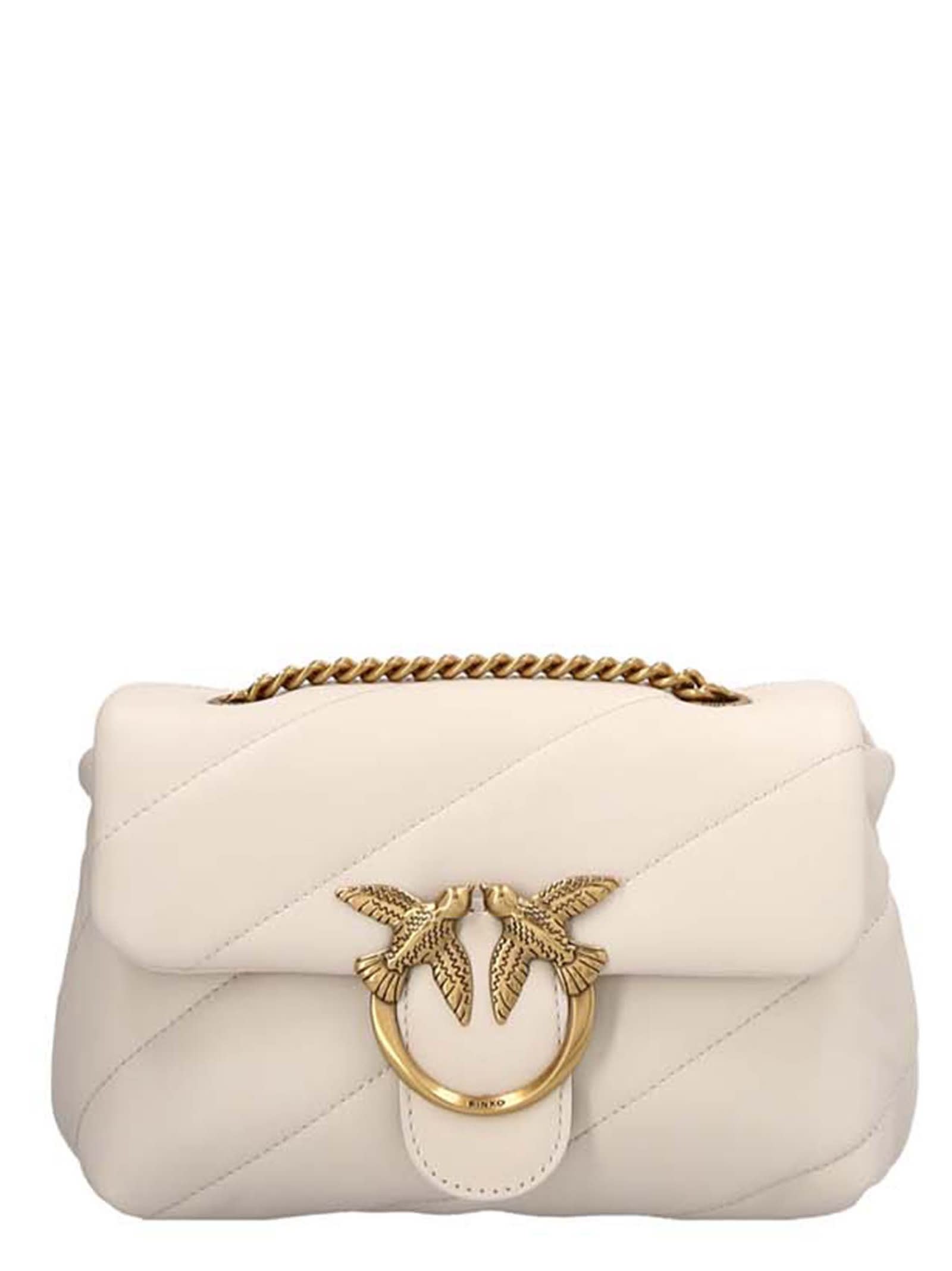 Shop Pinko Love Mini Puff Crossbody Bag In White