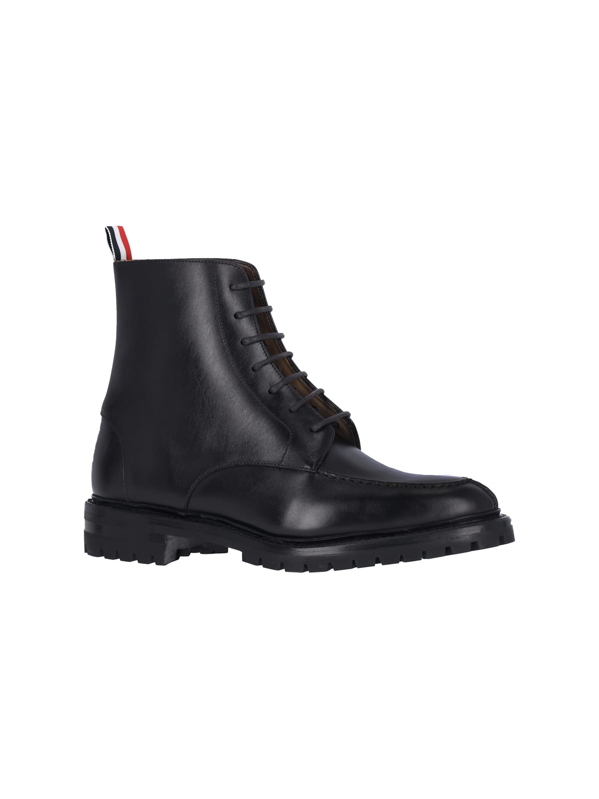 Thom Browne Lace-up Leather Boots In Black