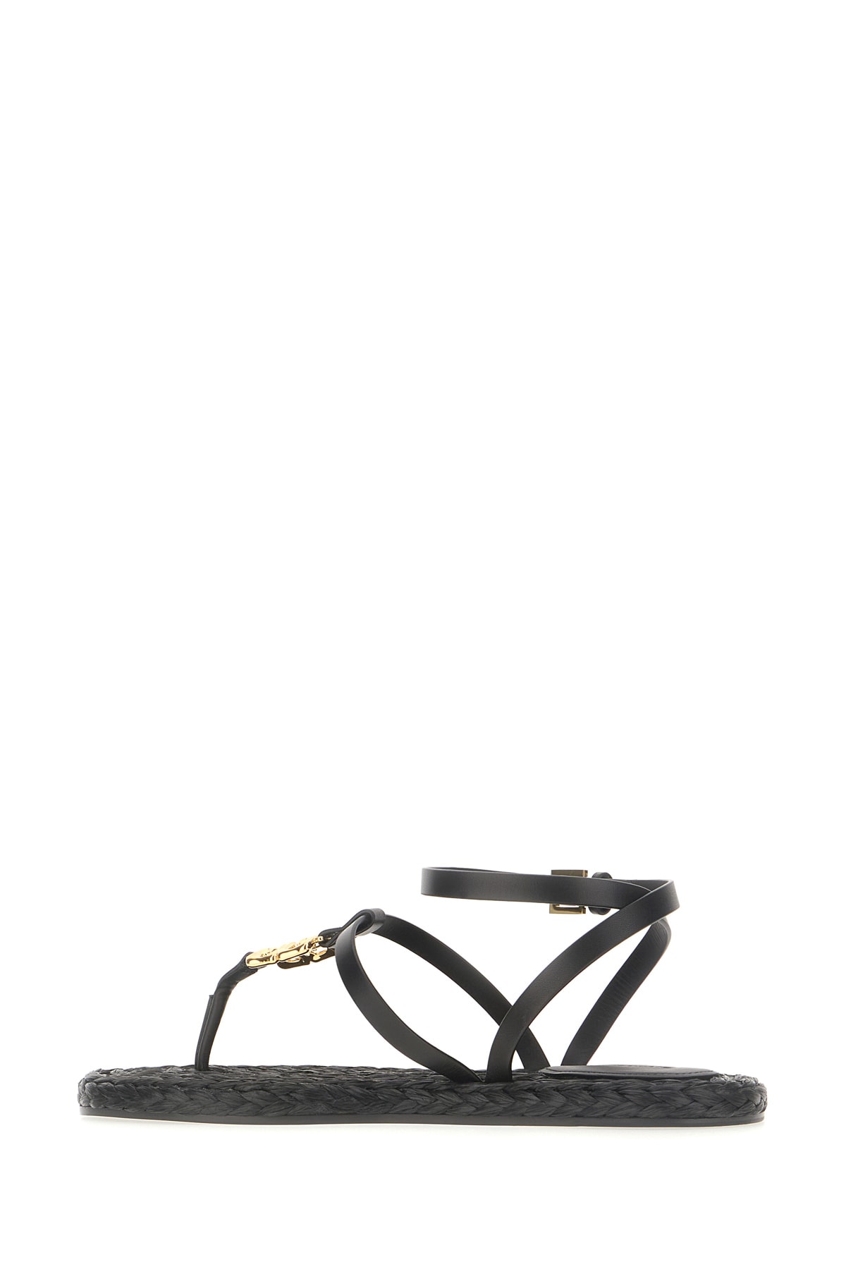 Shop Givenchy Black Leather 4g Thong Sandals