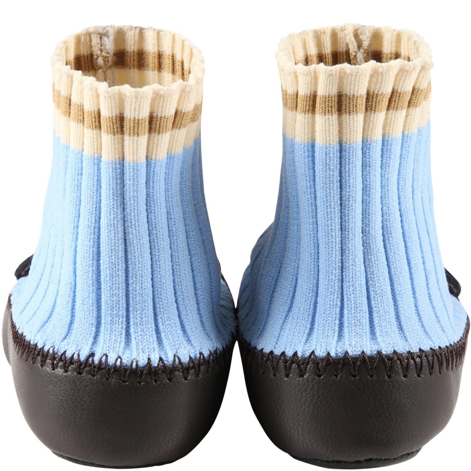 Shop Fendi Light-blue Sneakers For Baby Boy With Ff In Light Blue