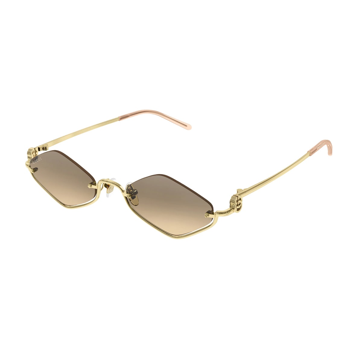Shop Gucci Gg1604s Linea Gg Logo 003 Gold Orange Sunglasses In Oro