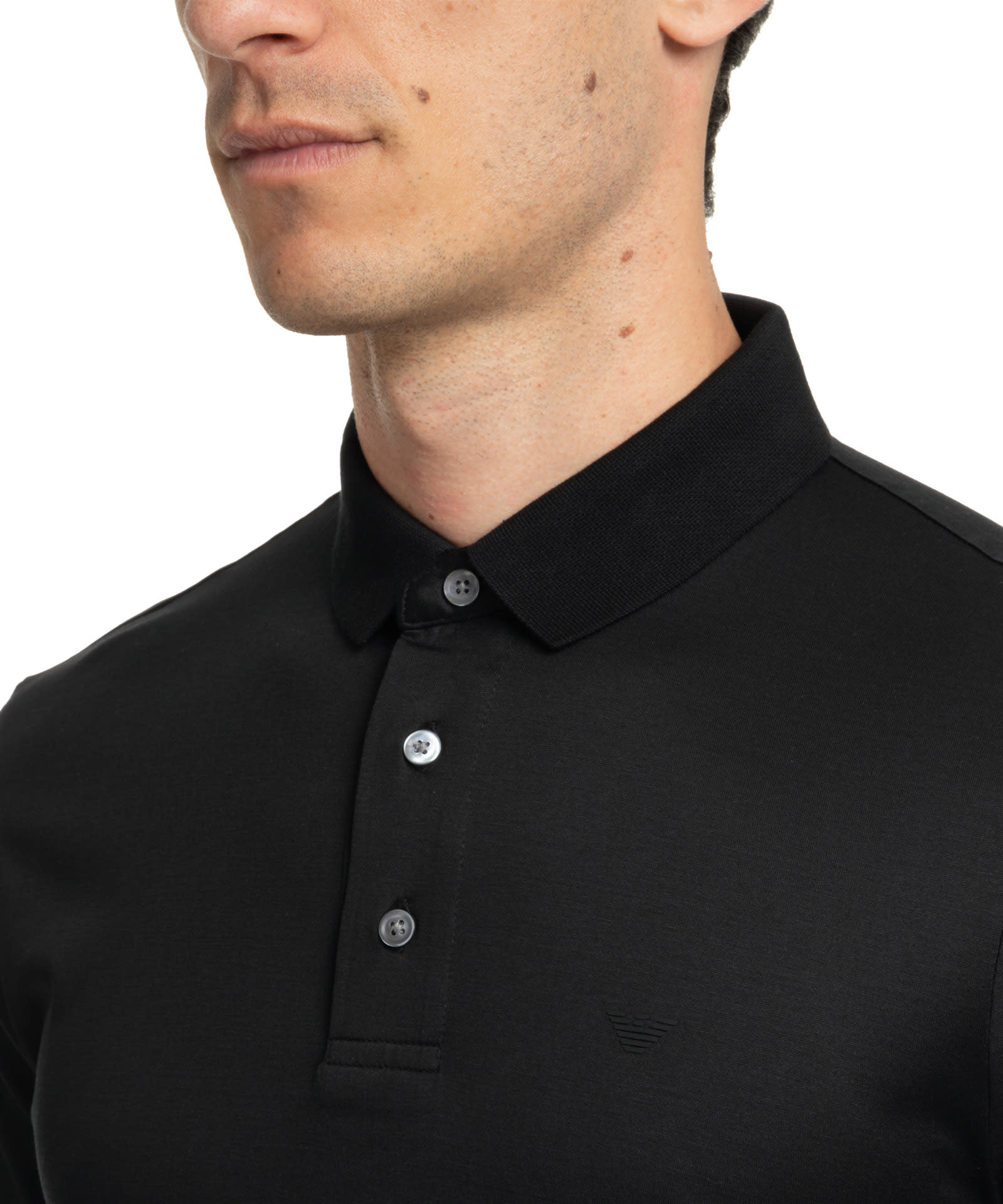 Shop Emporio Armani Cotton Polo Shirt  In Black