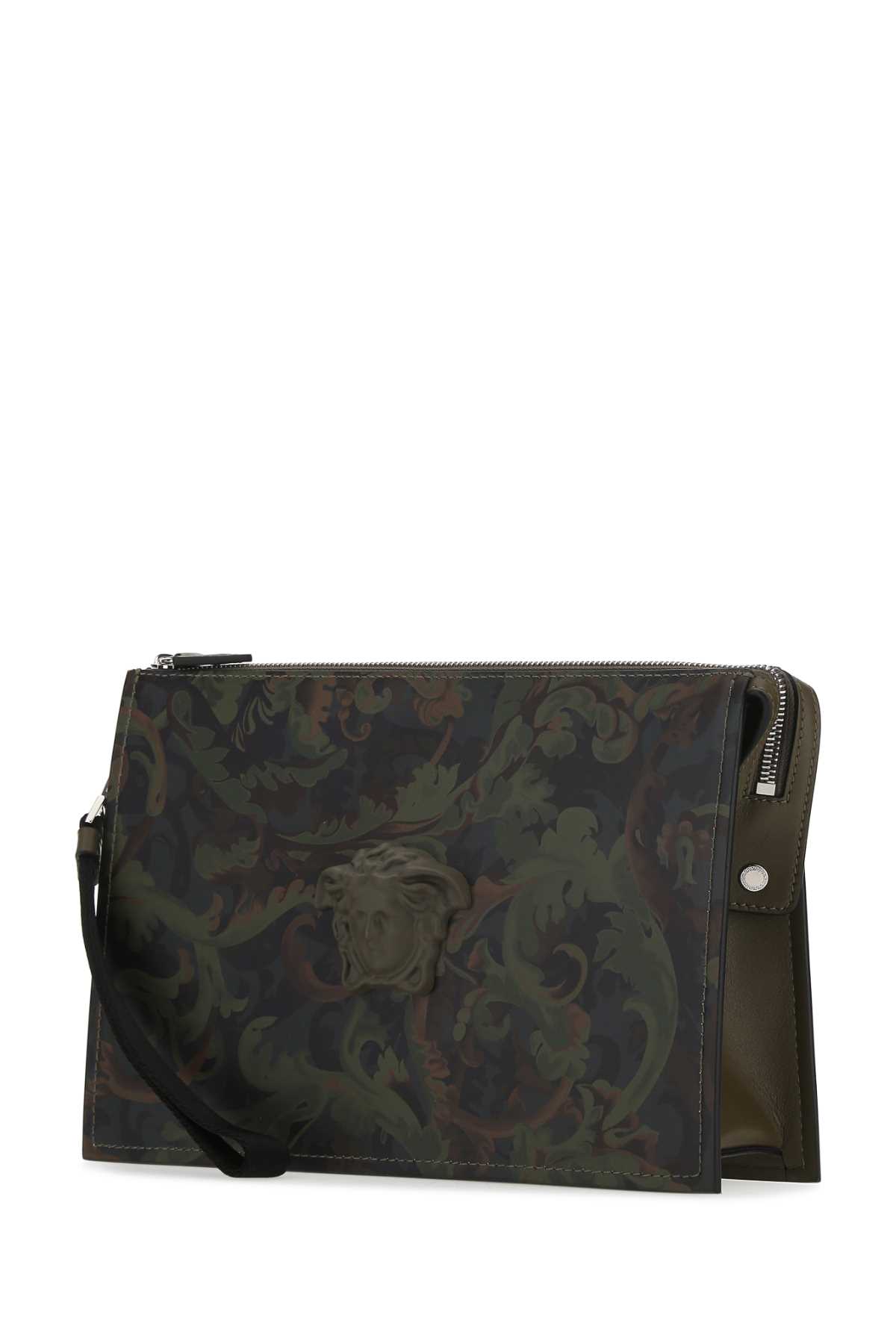 Versace Printed Leather Clutch In 5k00p