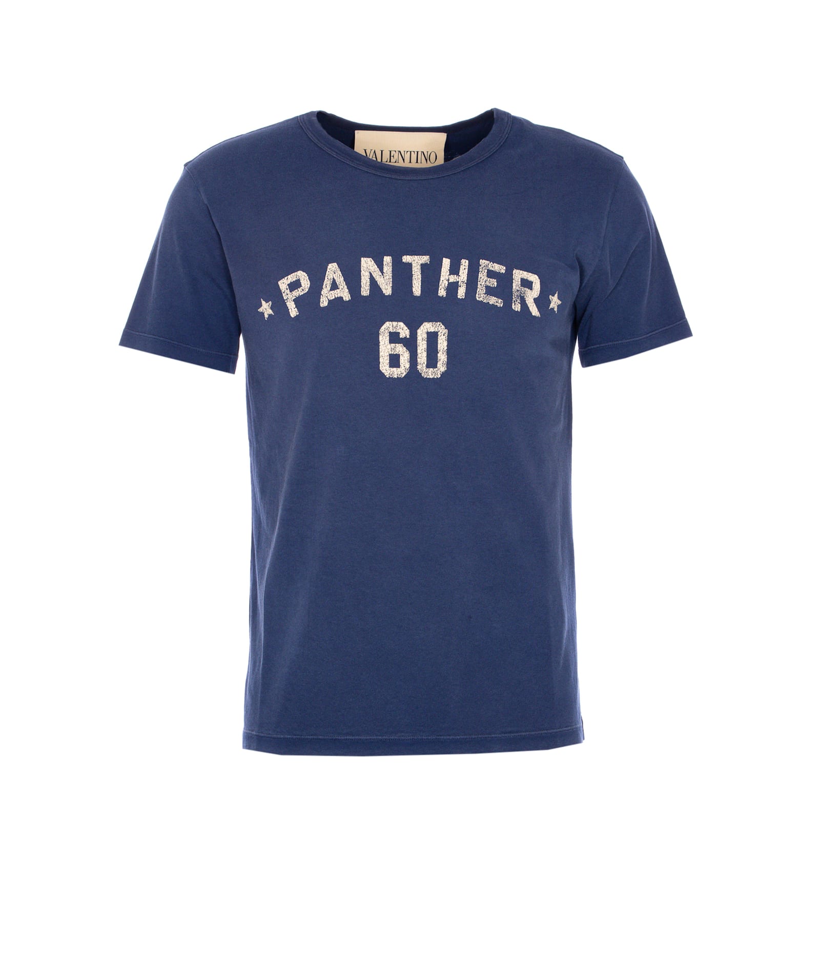 Tシャツ・カットソー Valentino Garavani Navy Blue Cotton T-Shirt Valentino Garavani Valentino Print Cotton Crewneck T-Shirt