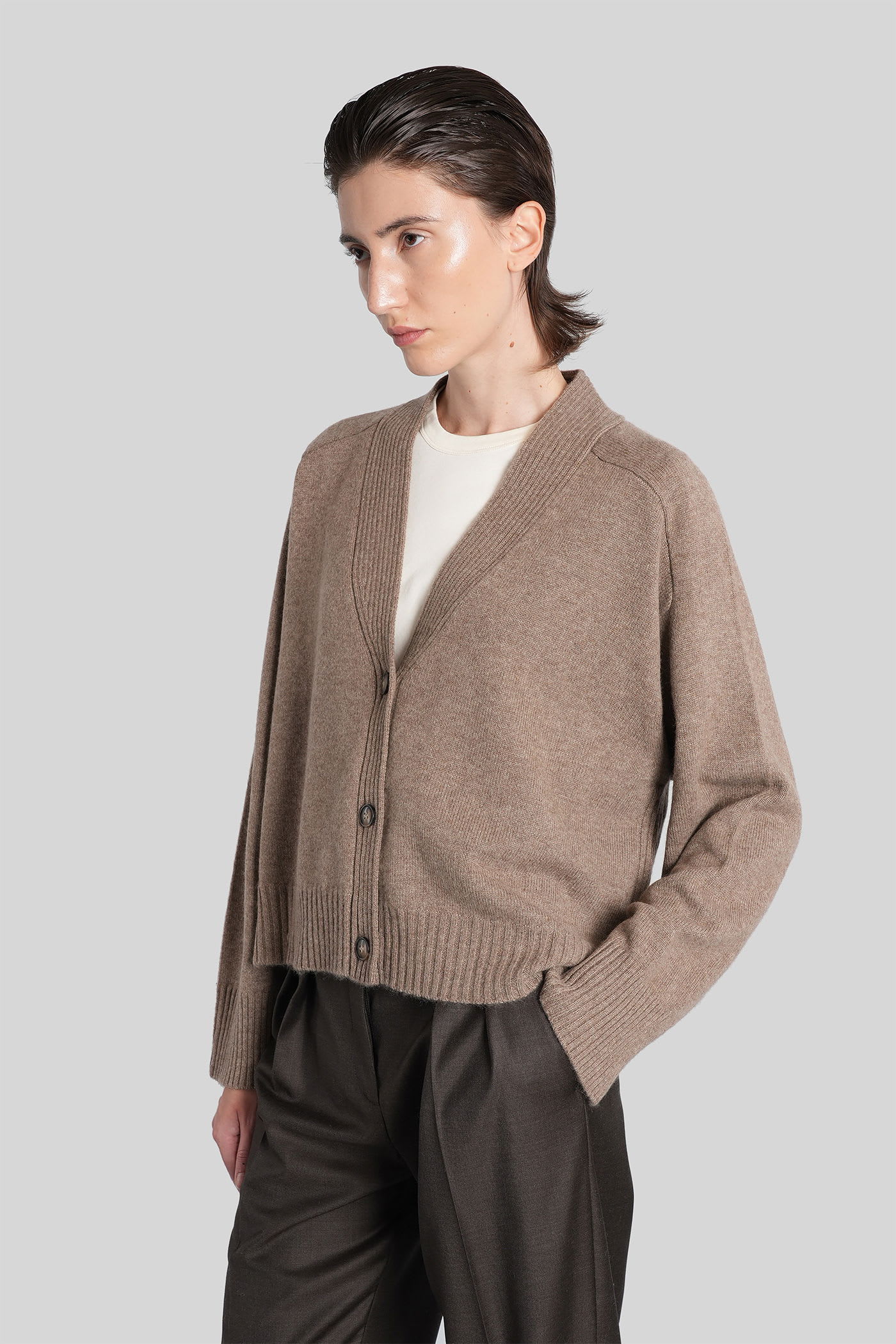 Loulou Studio Kaia Lds Cardigan In Taupe Cashmere In Brown